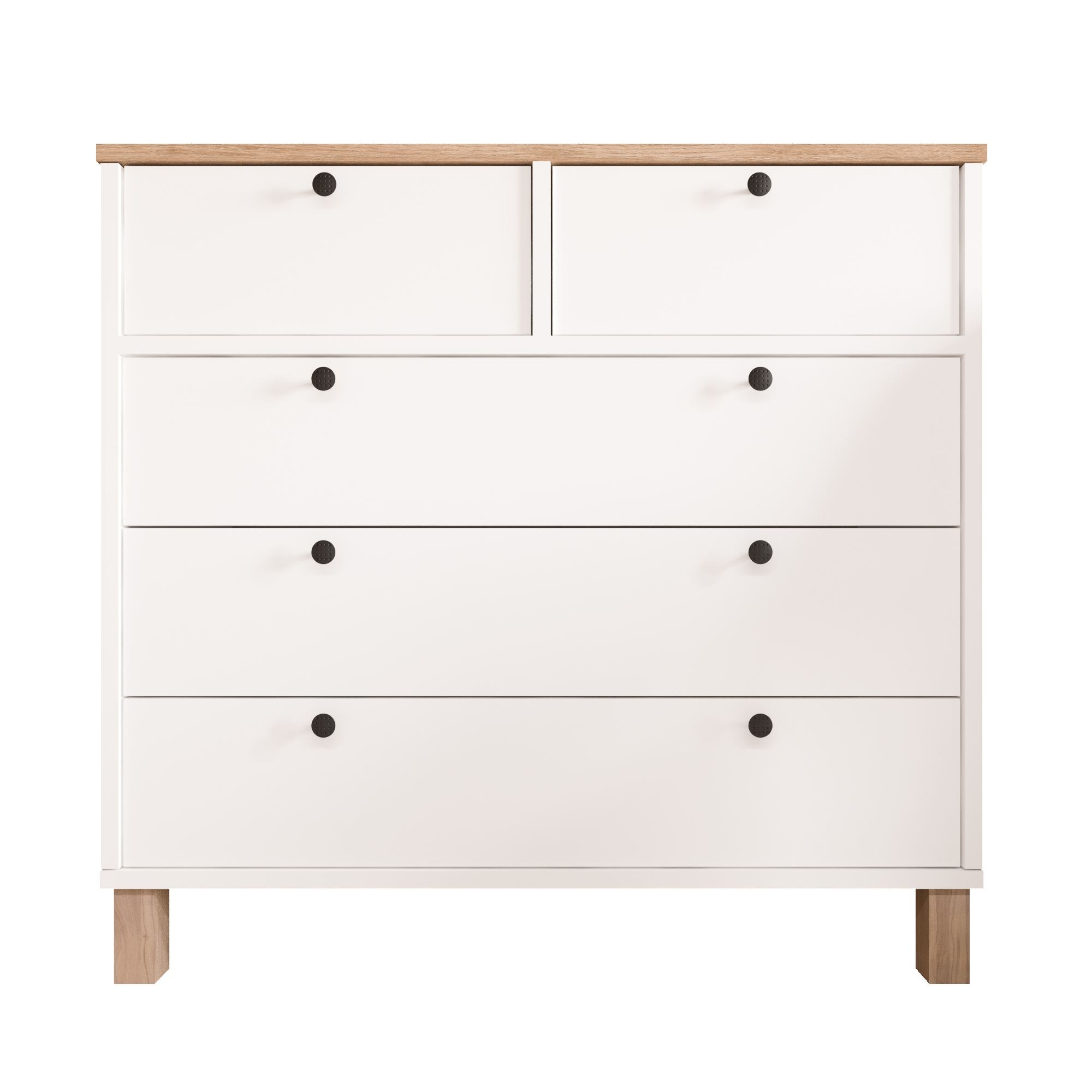Comoda dormitor Nord - ND3-SW, 90 x 85,2 x 40 cm, alb si stejar, PAL melaminat, spatiu de depozitare, fixare pe perete — imaginea 5