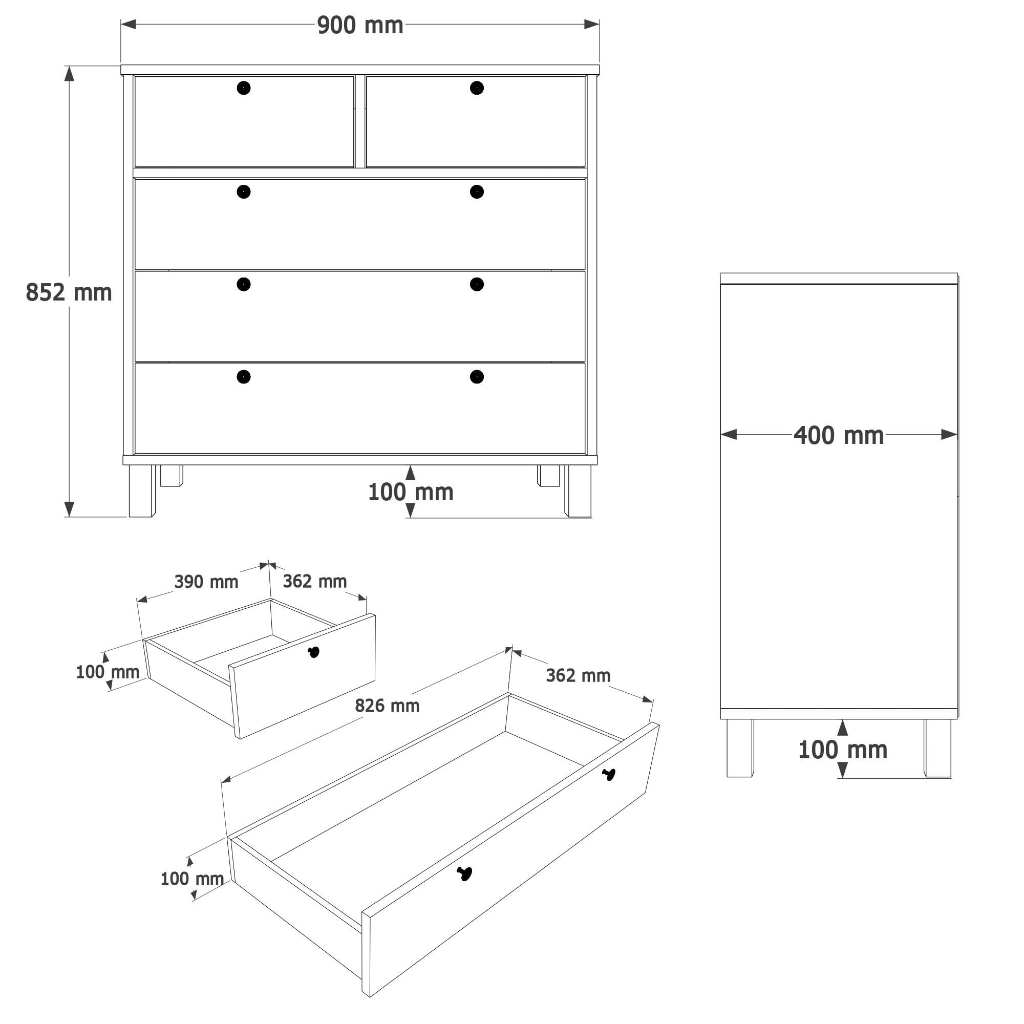 Comoda dormitor Nord - ND3-SW, 90 x 85,2 x 40 cm, alb si stejar, PAL melaminat, spatiu de depozitare, fixare pe perete — imaginea 6