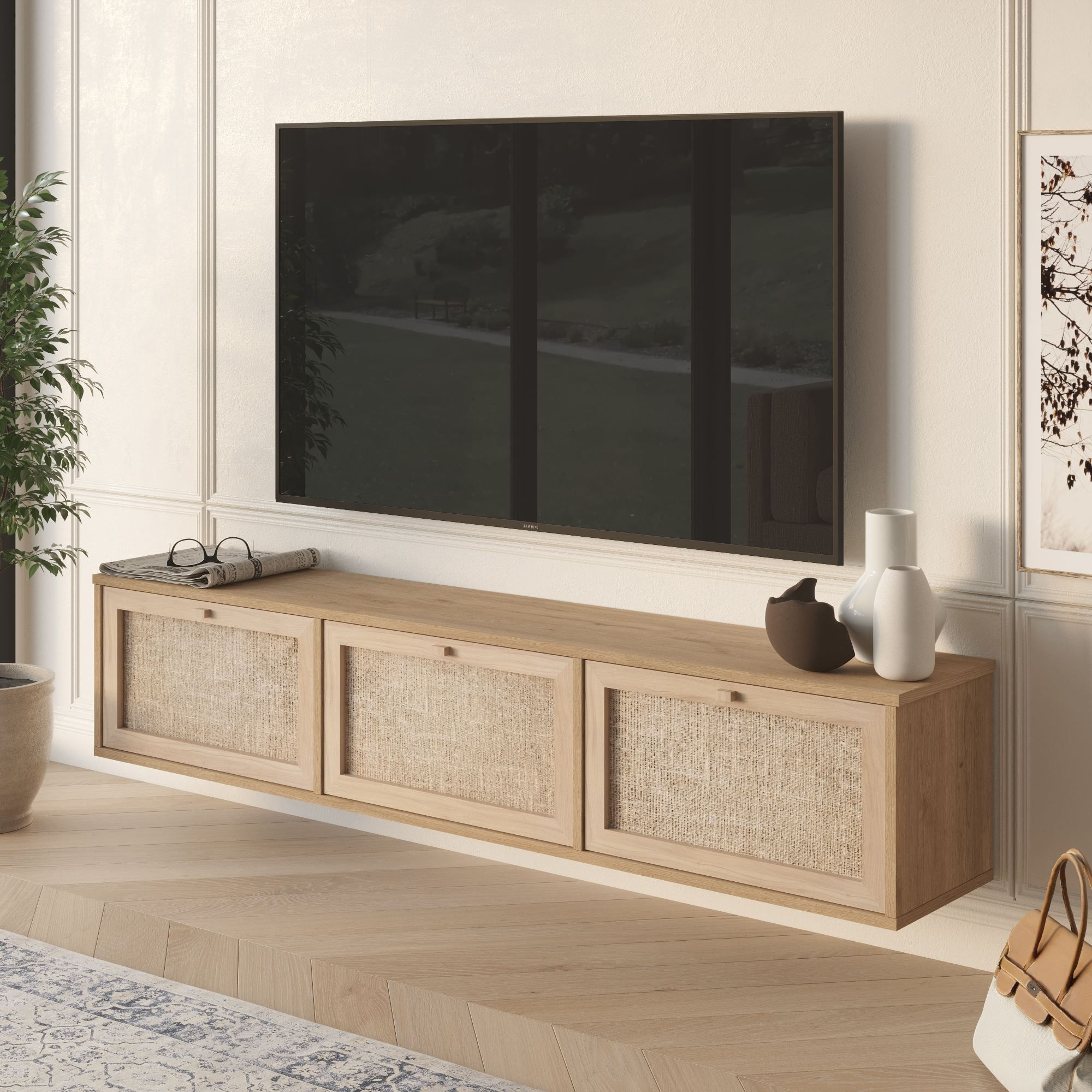 Comoda TV Dune - DN1-SJ, 180 x 35,6 x 32 cm, stejar, PAL melaminat — imaginea 3