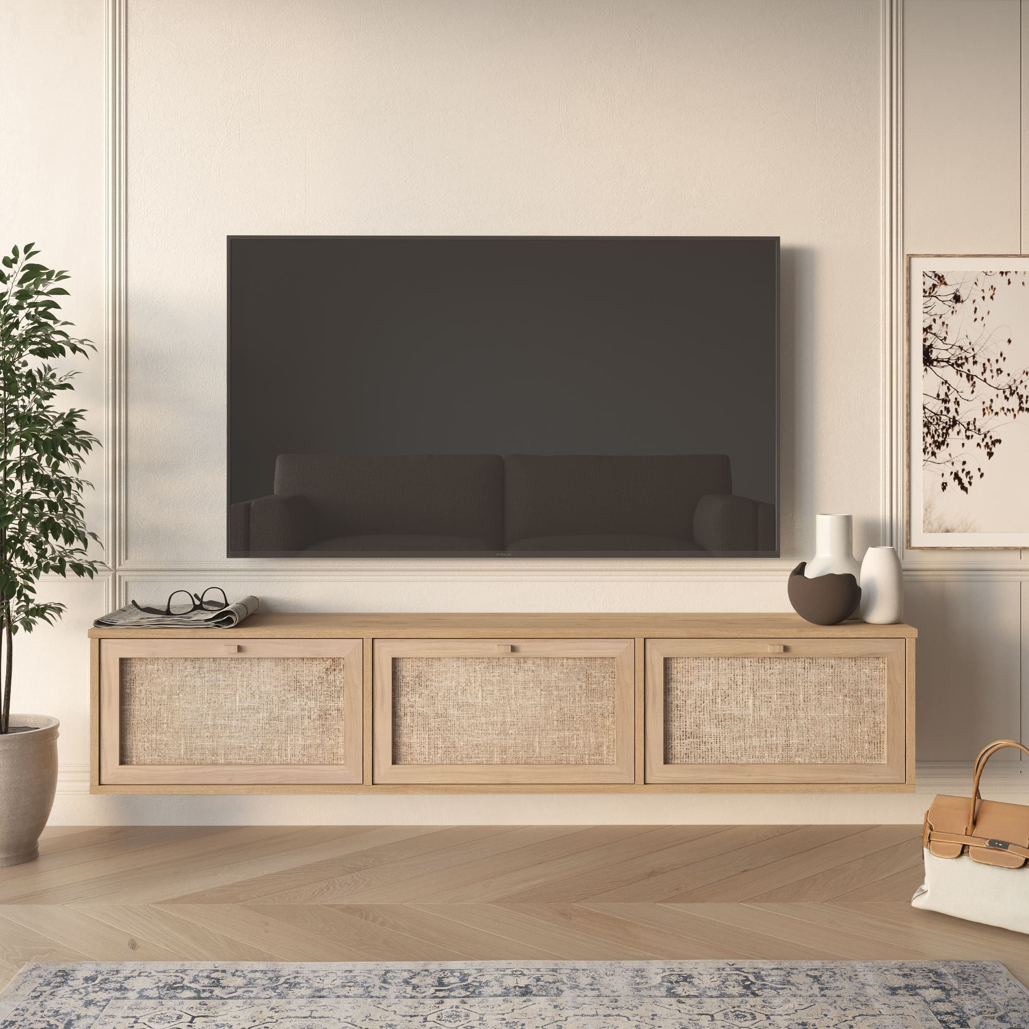 Comoda TV Dune - DN1-SJ, 180 x 35,6 x 32 cm, stejar, PAL melaminat — imaginea 5