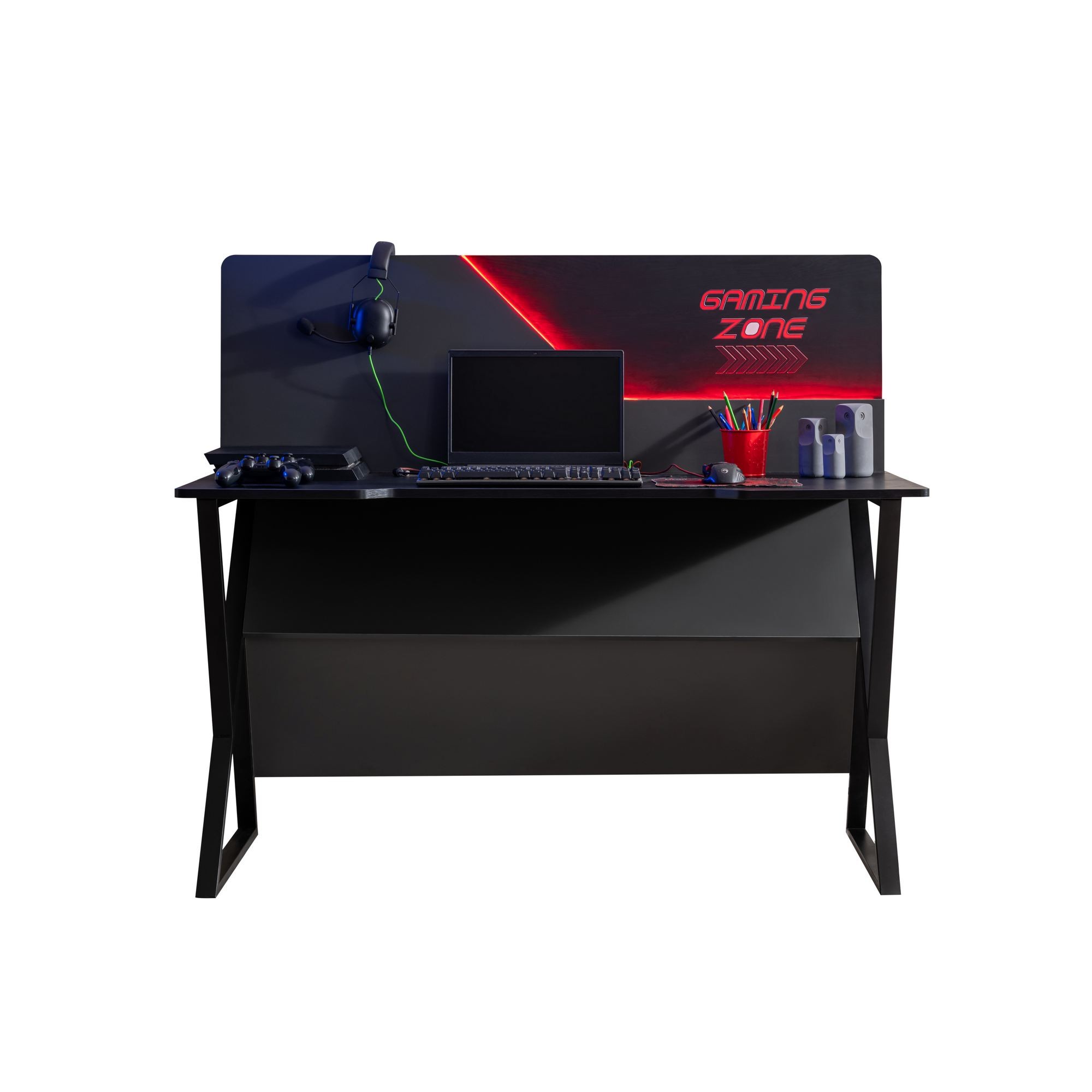 Birou Gaming Zone, 140 x 120 x 60 cm, antracit, PAL melaminat — imaginea 2