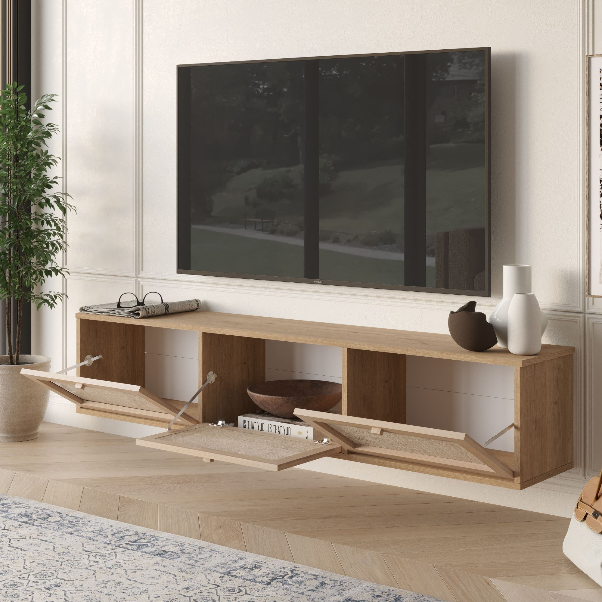 Comoda TV Dune - DN1-SJ, 180 x 35,6 x 32 cm, stejar, PAL melaminat — imaginea 6