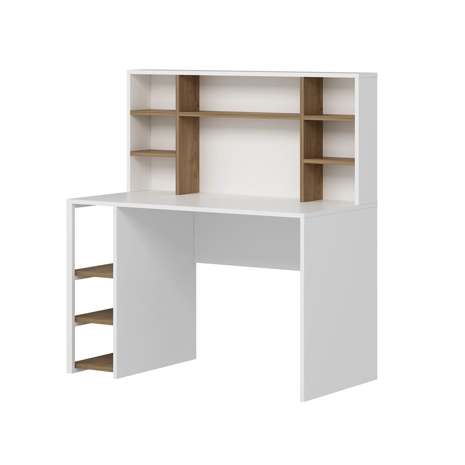 Birou Liora, 120 x 130 x 60 cm, alb nuc, PAL melaminat — imaginea 2