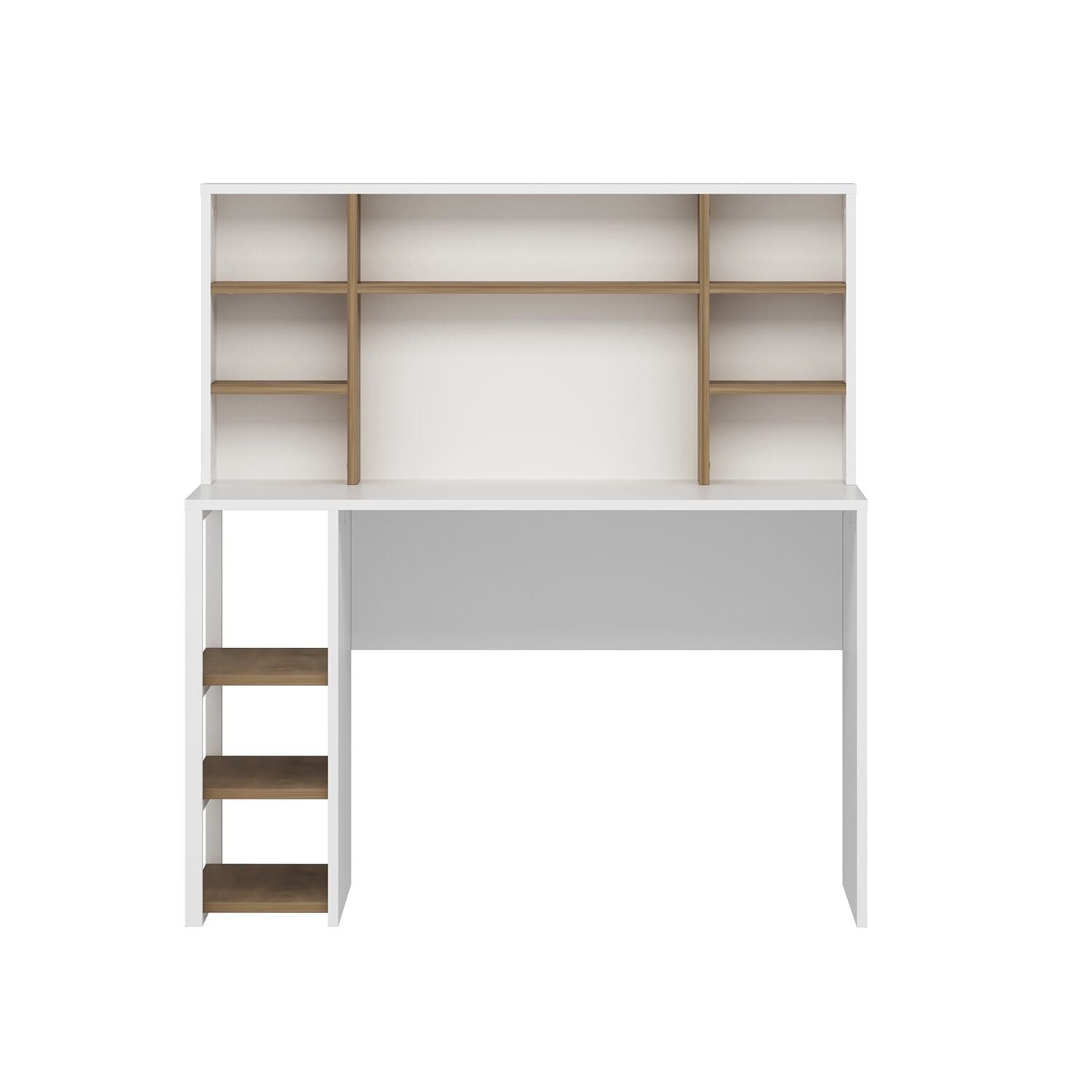 Birou Liora, 120 x 130 x 60 cm, alb nuc, PAL melaminat — imaginea 3
