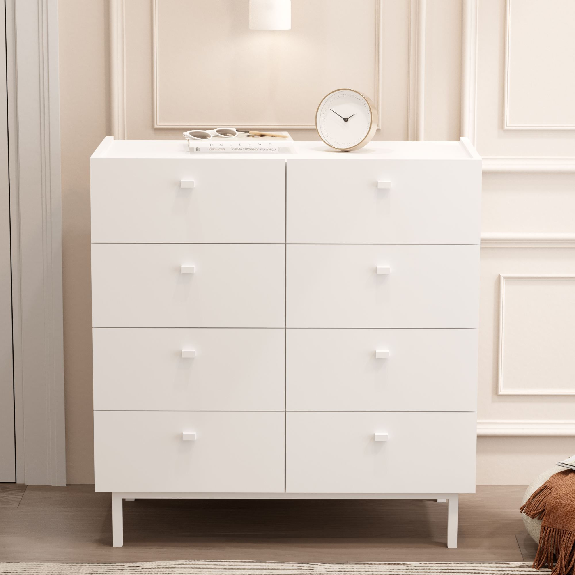 Comoda dormitor Luke - LK7-W, 89,4 x 93,1 x 41,8 cm, alb, PAL melaminat, spatiu de depozitare, fixare pe perete — imaginea 5