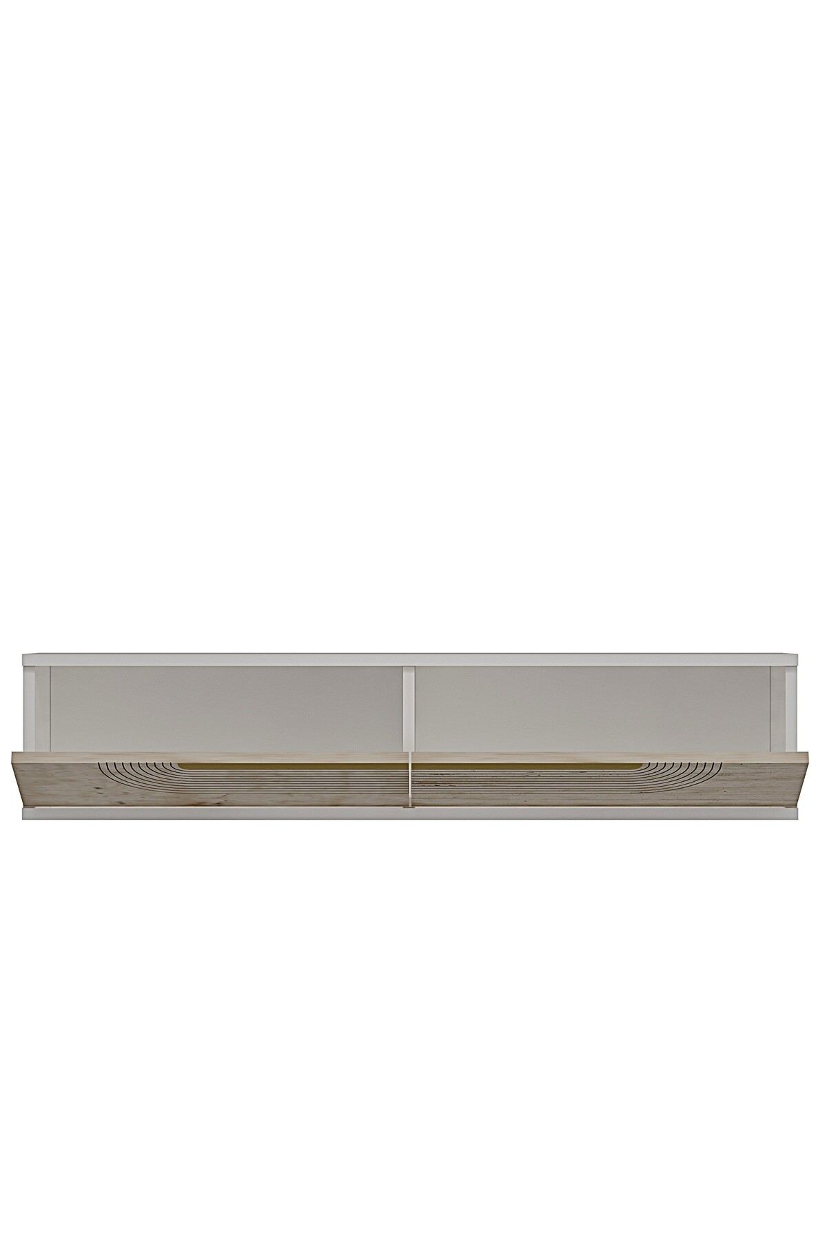 Comoda dormitor Meyra 120, 120 x 25, 5 x 29, 6 cm, alb travertin auriu, PAL melaminat, oglinda inclusa, fixare pe perete, alb / travertin / gold — imaginea 6