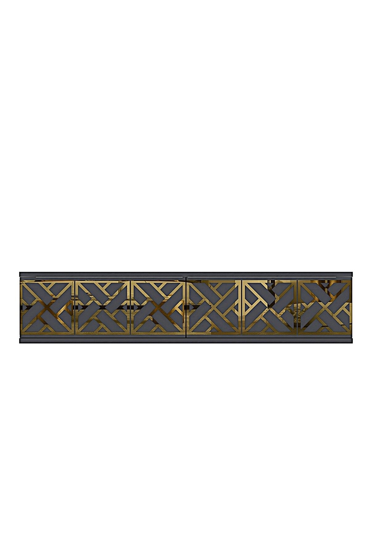 Comoda dormitor Arex 120, 120 x 25, 5 x 29, 6 cm, antracit auriu, PAL melaminat, oglinda inclusa, fixare pe perete, antracit / gold — imaginea 7