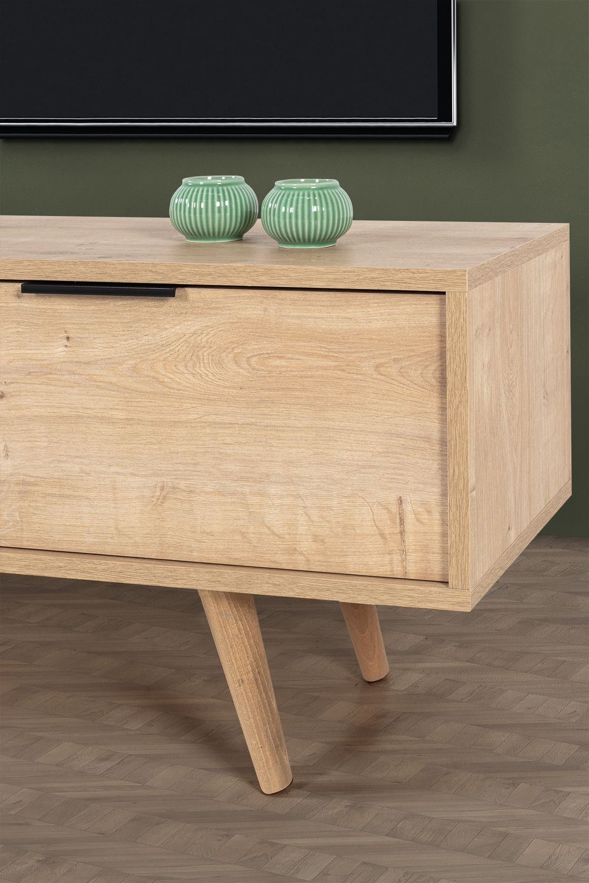 Comoda TV Venüs 3342, 130 x 46 x 35 cm, stejar safir, PAL melaminat — imaginea 4