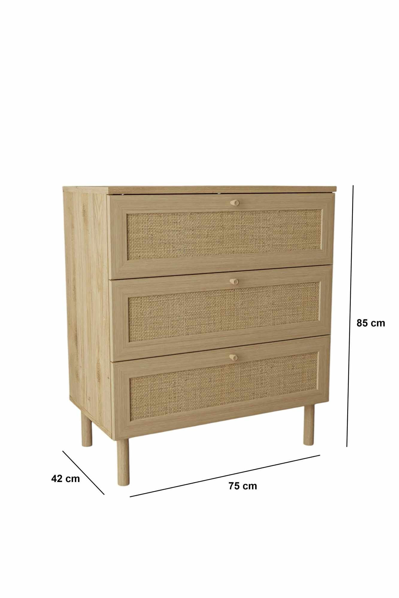 Comoda dormitor Baru, 75 x 85 x 42 cm, bej, PAL melaminat — imaginea 4