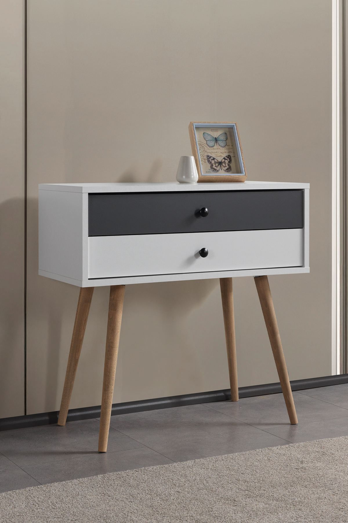 Comoda dormitor Vita 5202, 80 x 78 x 36 cm, alb antracit, PAL melaminat — imaginea 5