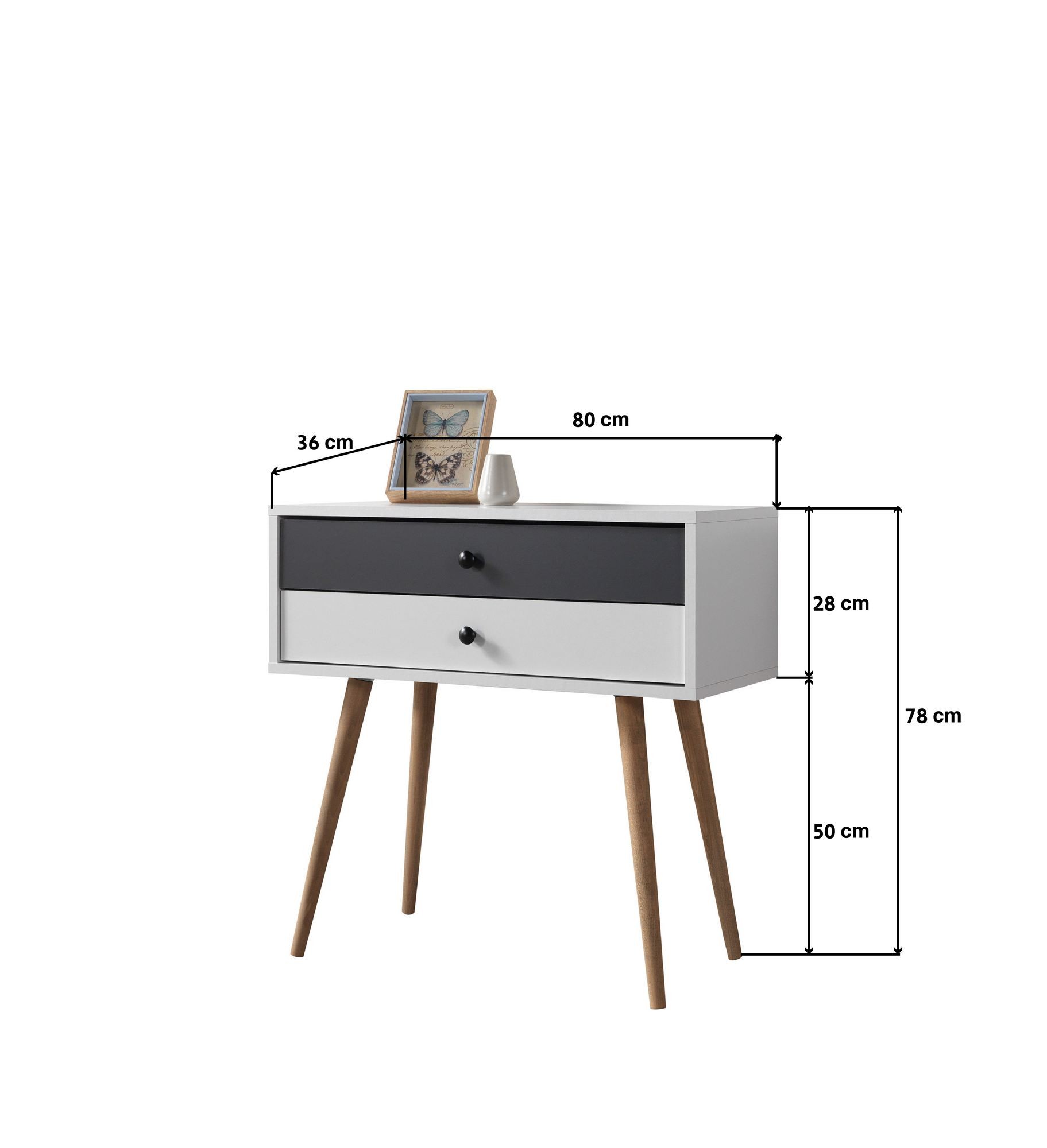 Comoda dormitor Vita 5202, 80 x 78 x 36 cm, alb antracit, PAL melaminat — imaginea 6