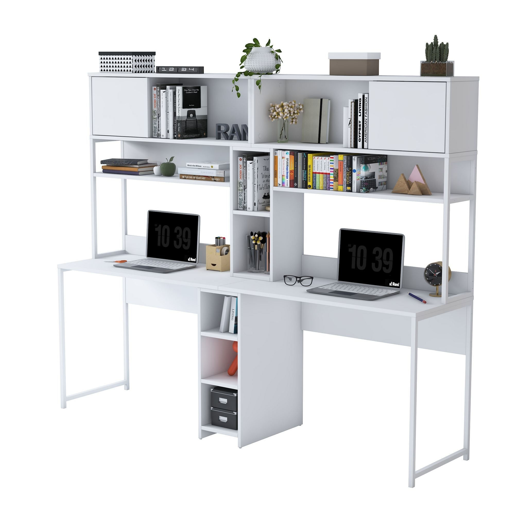 Birou HA129, 210 x 170,5 x 50 cm, alb, PAL — imaginea 10