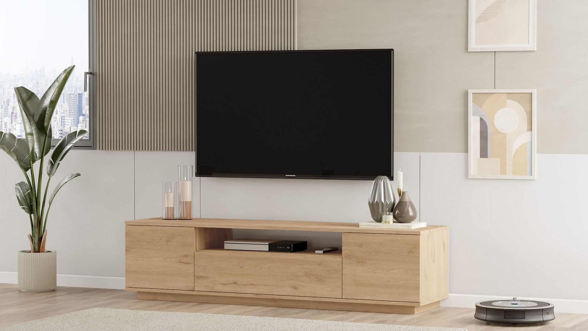 Comoda TV Fr7-S, 180 x 44,6 x 44,5 cm, nuc, PAL melaminat — imaginea 3