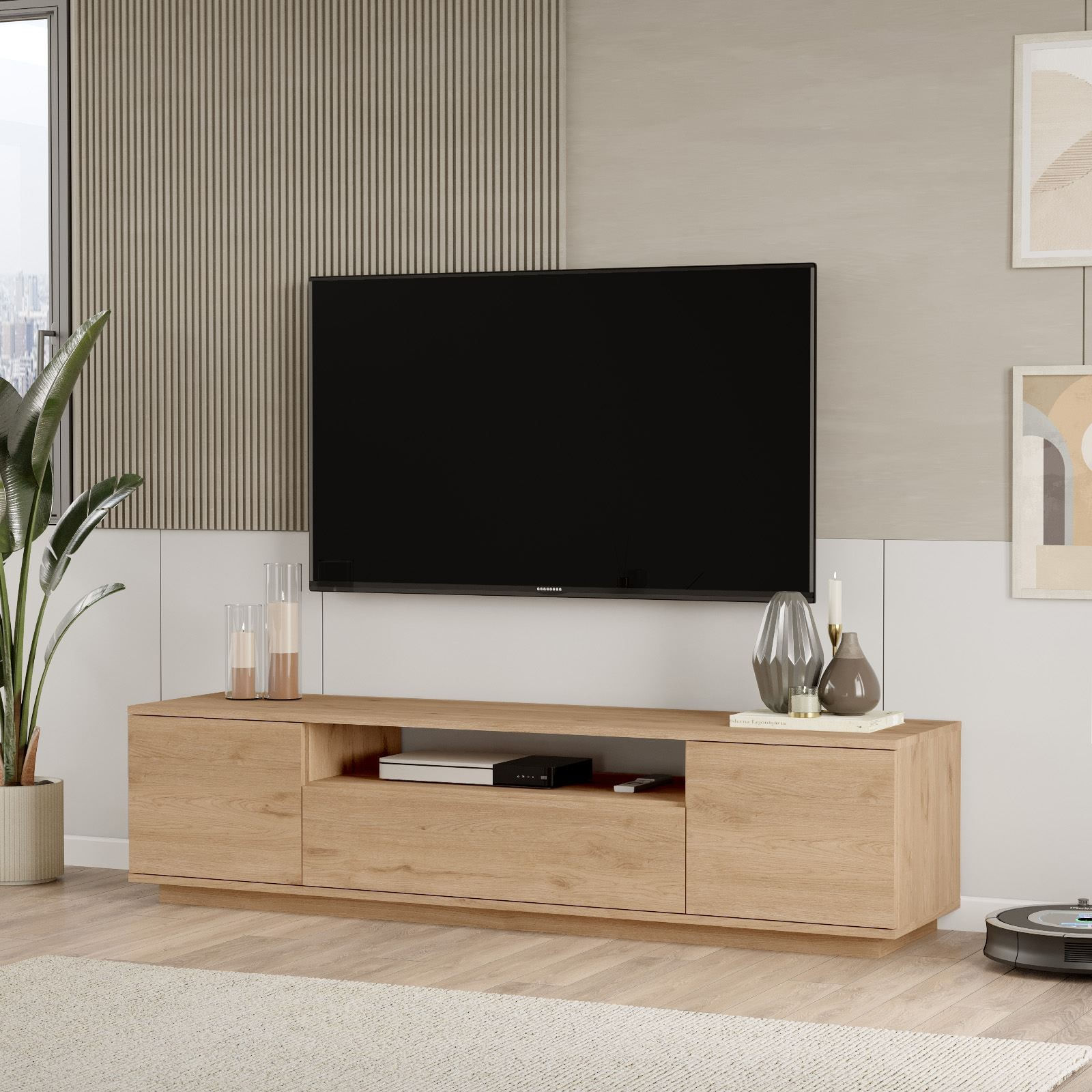 Comoda TV Fr7-S, 180 x 44,6 x 44,5 cm, nuc, PAL melaminat — imaginea 4