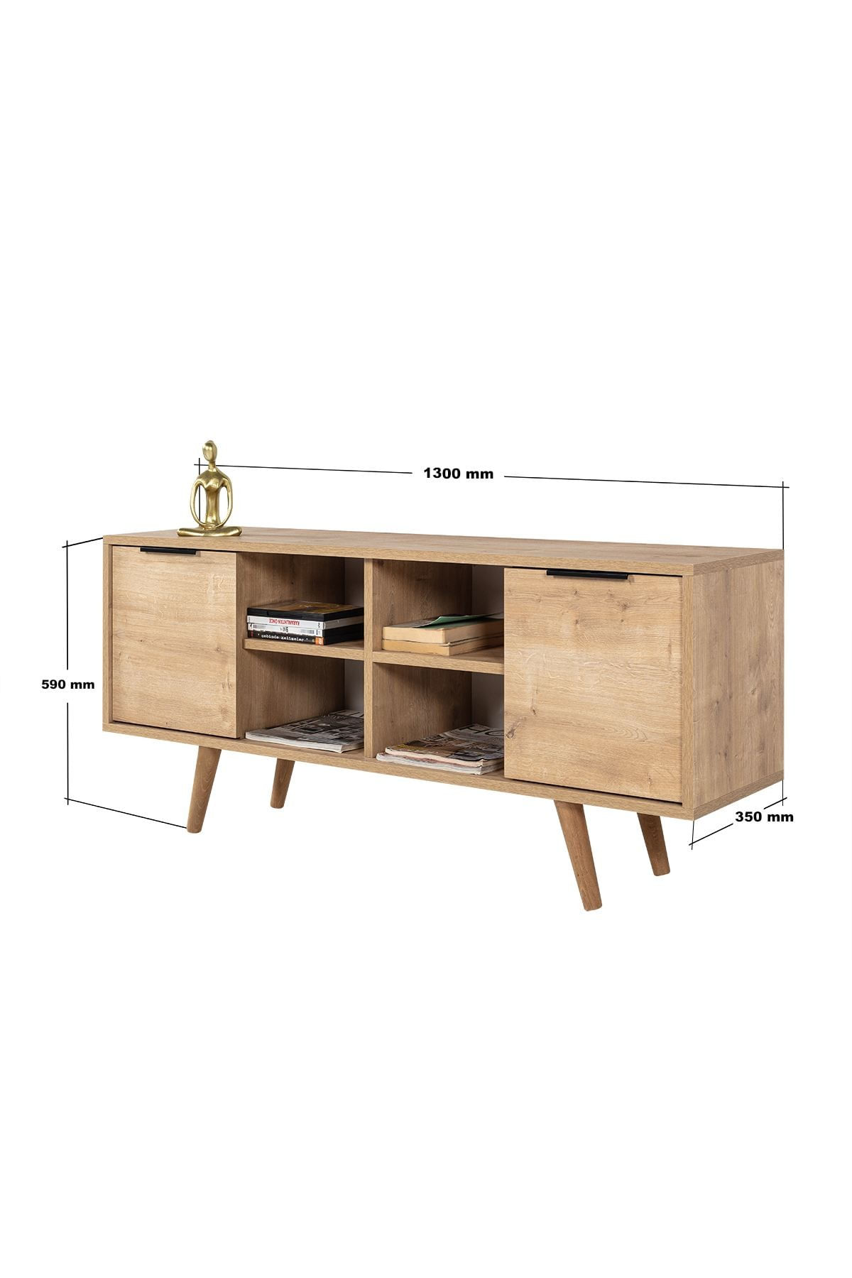 Comoda TV Sina 3322, 130 x 59 x 35 cm, stejar safir, PAL melaminat — imaginea 2