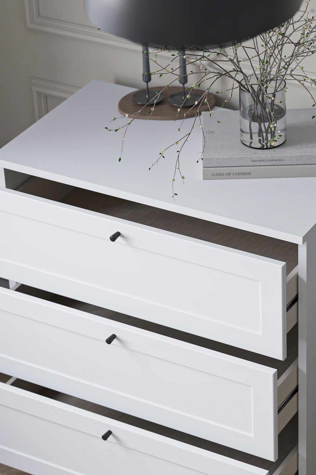 Comoda dormitor Terra, 75 x 77 x 42 cm, alb, PAL melaminat — imaginea 2