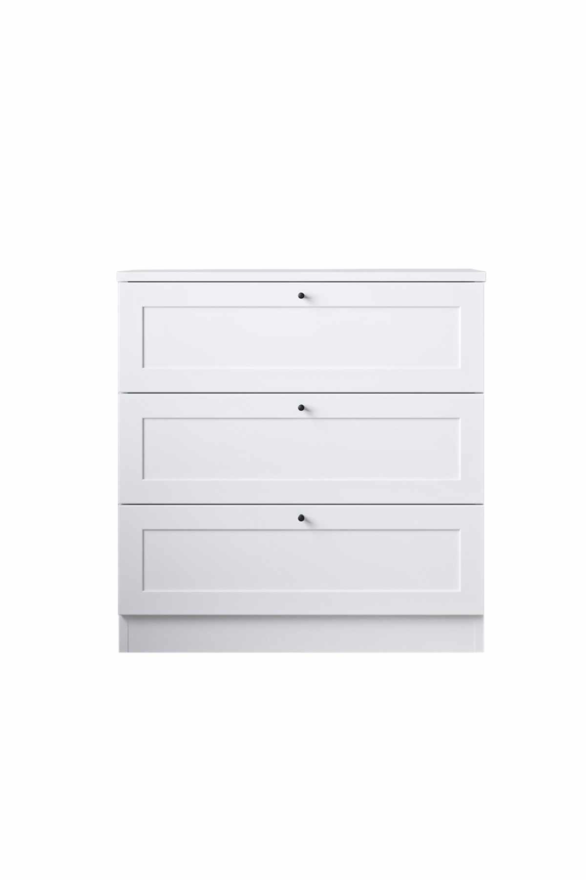Comoda dormitor Terra, 75 x 77 x 42 cm, alb, PAL melaminat — imaginea 3