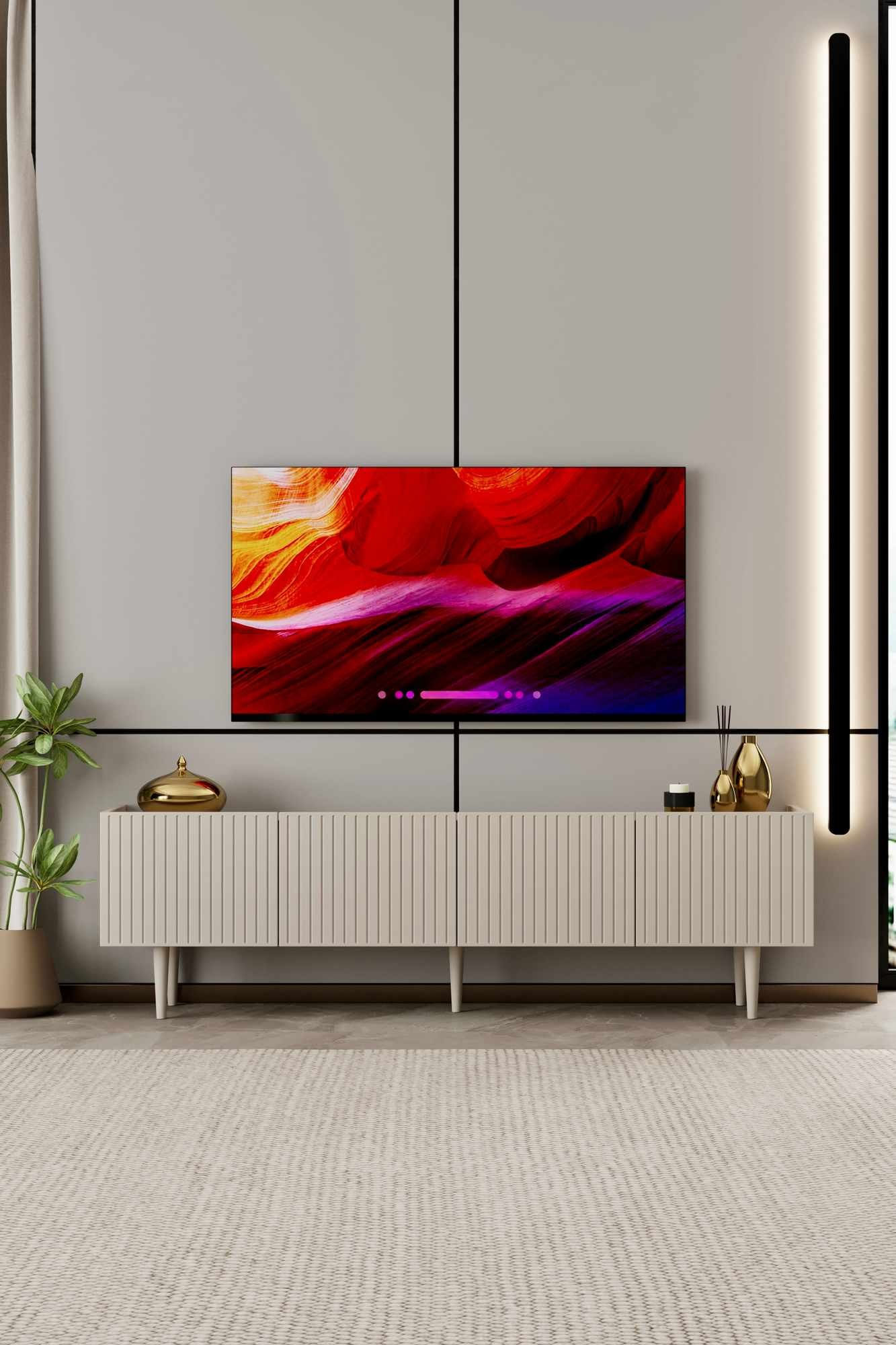 Comoda TV Capella 160, 160 x 50 x 29 cm, bej nisip, MDF, capacitate 29 kg, sandstone — imaginea 2