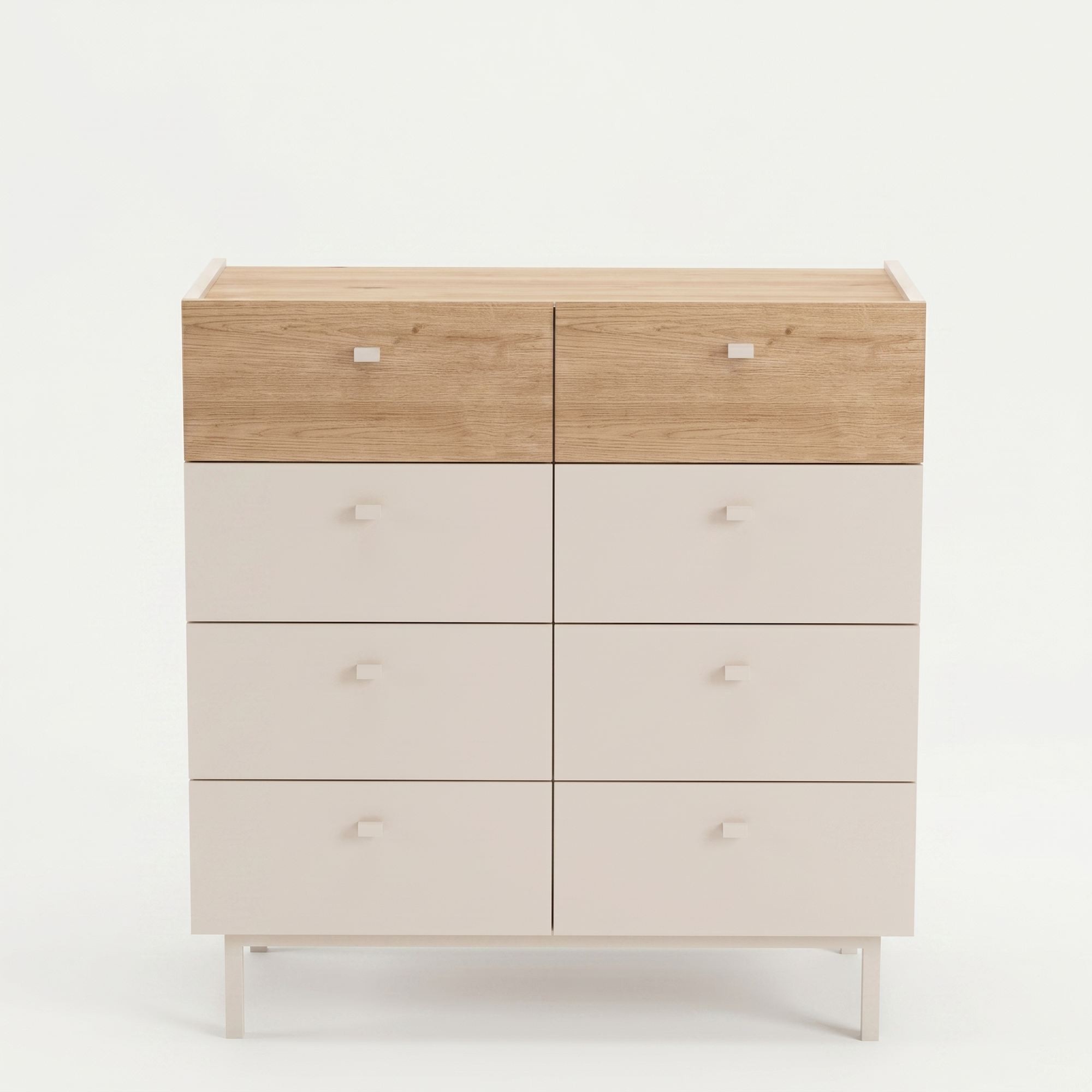 Comoda dormitor Luke - LK7-CS, 89,4 x 93,1 x 41,8 cm, sand stejar, PAL melaminat, spatiu de depozitare, fixare pe perete