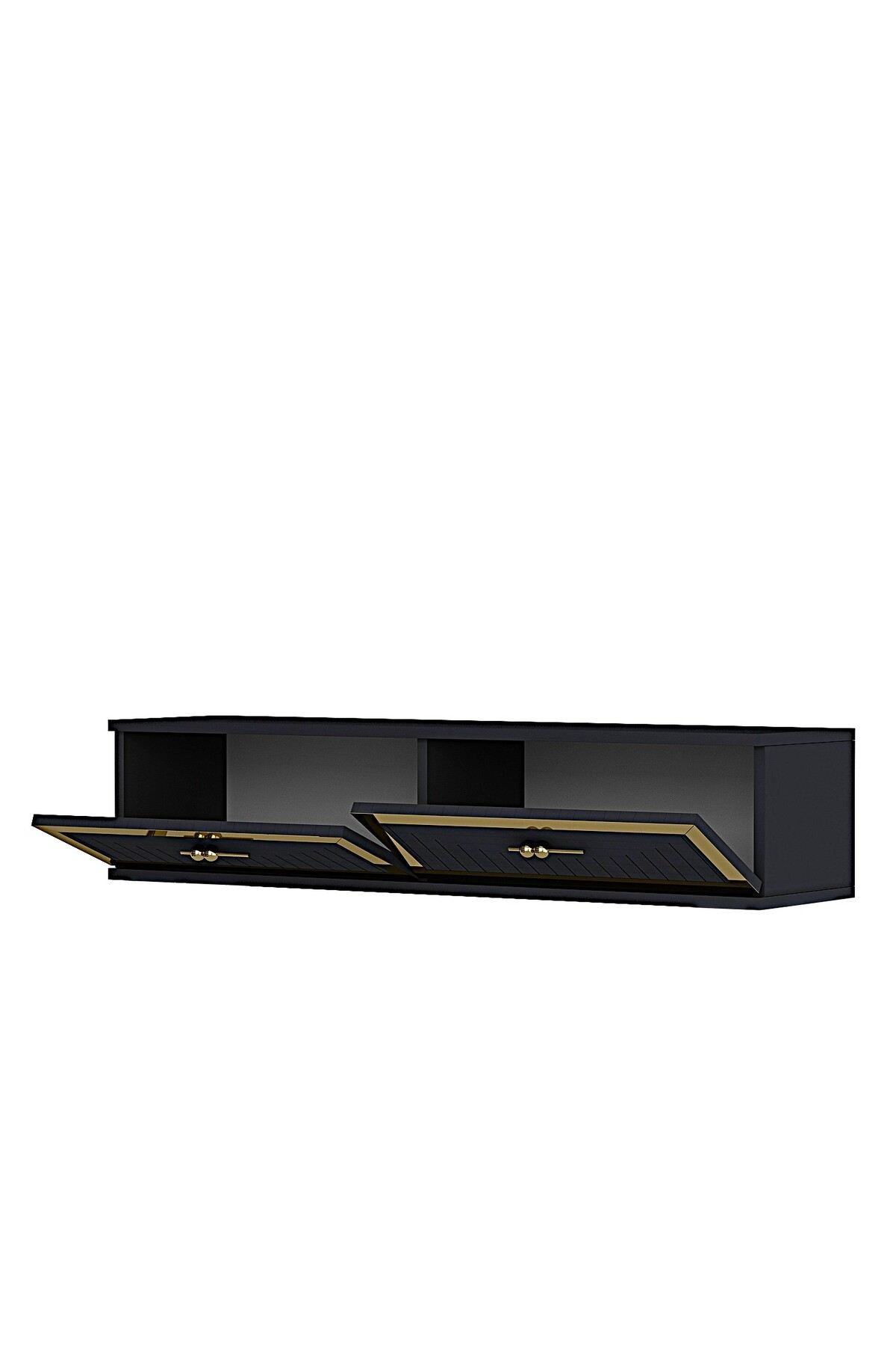 Comoda dormitor Tuna 120, 120 x 25, 5 x 29, 6 cm, antracit auriu, PAL melaminat, oglinda inclusa, fixare pe perete, antracit / gold — imaginea 4