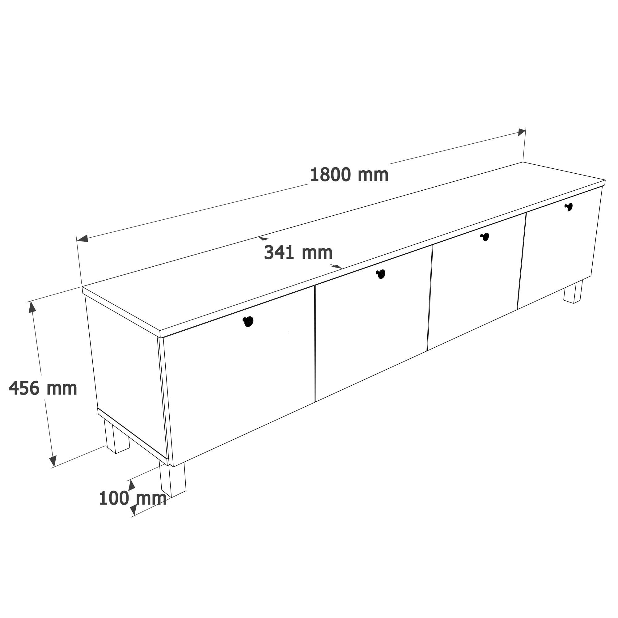 Comoda TV Nord - ND7-SW, 180 x 45,6 x 34,1 cm, alb si stejar, PAL melaminat — imaginea 3