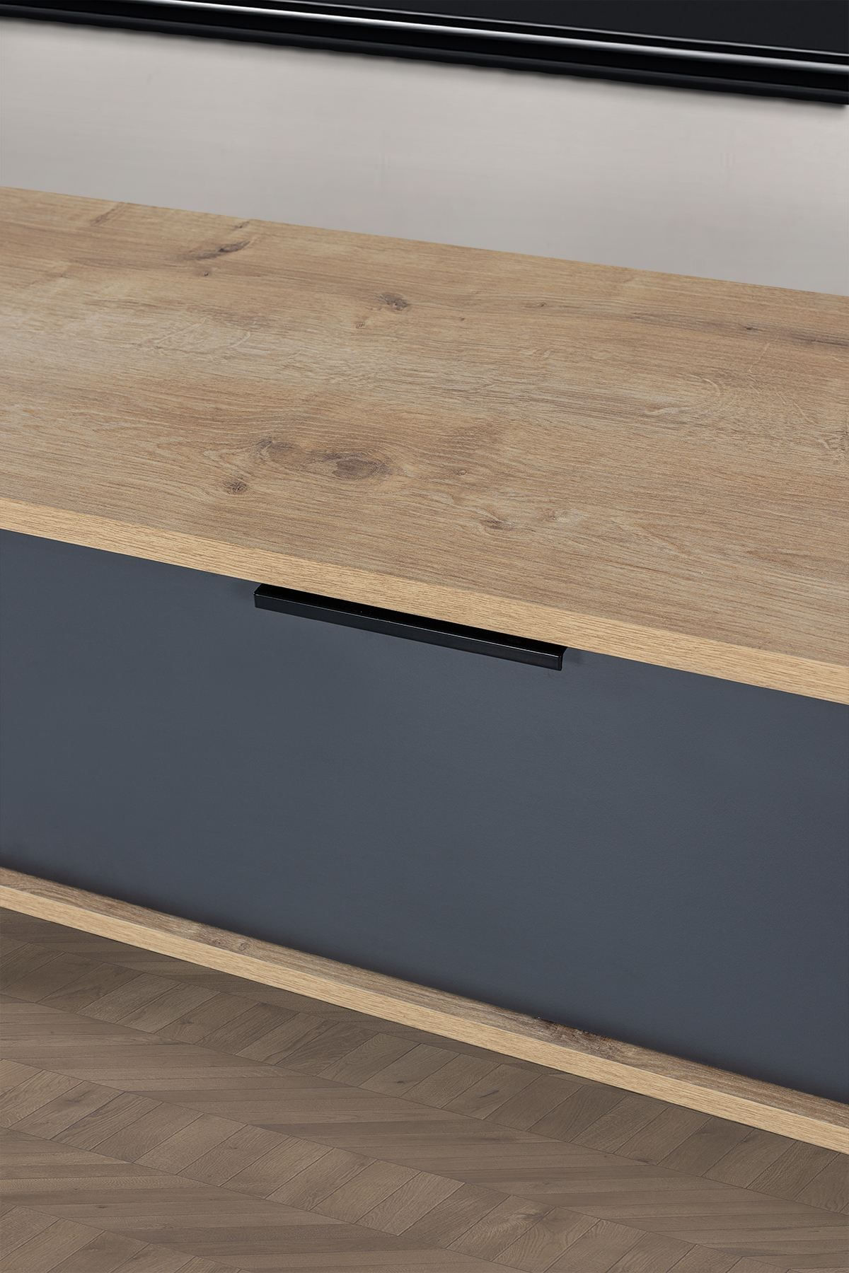 Comoda TV Mesir 3624, 160 x 47 x 35 cm, stejar safir antracit, PAL melaminat — imaginea 3