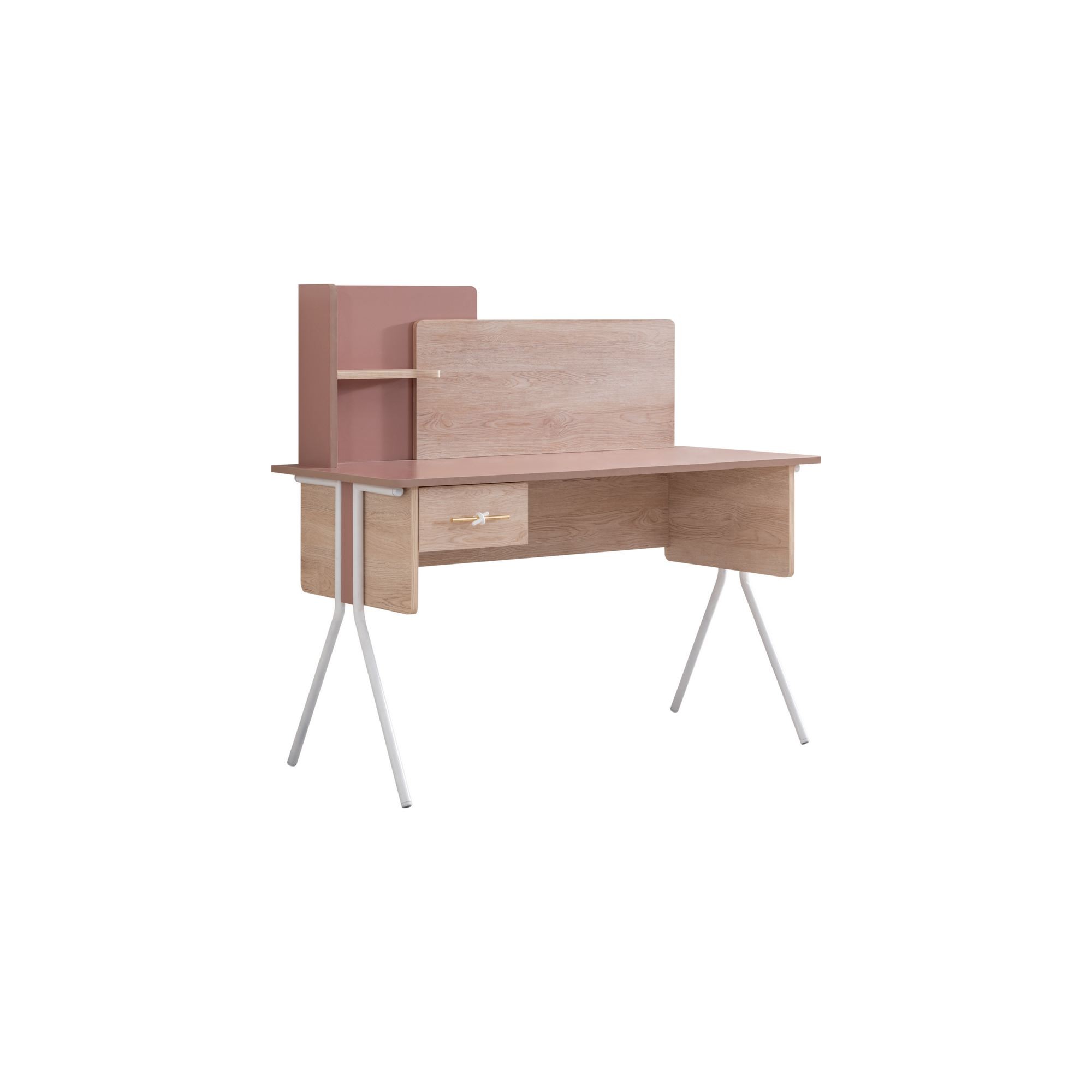 Birou Rosetta, 130 x 120 x 60 cm, maro roz, PAL melaminat — imaginea 4