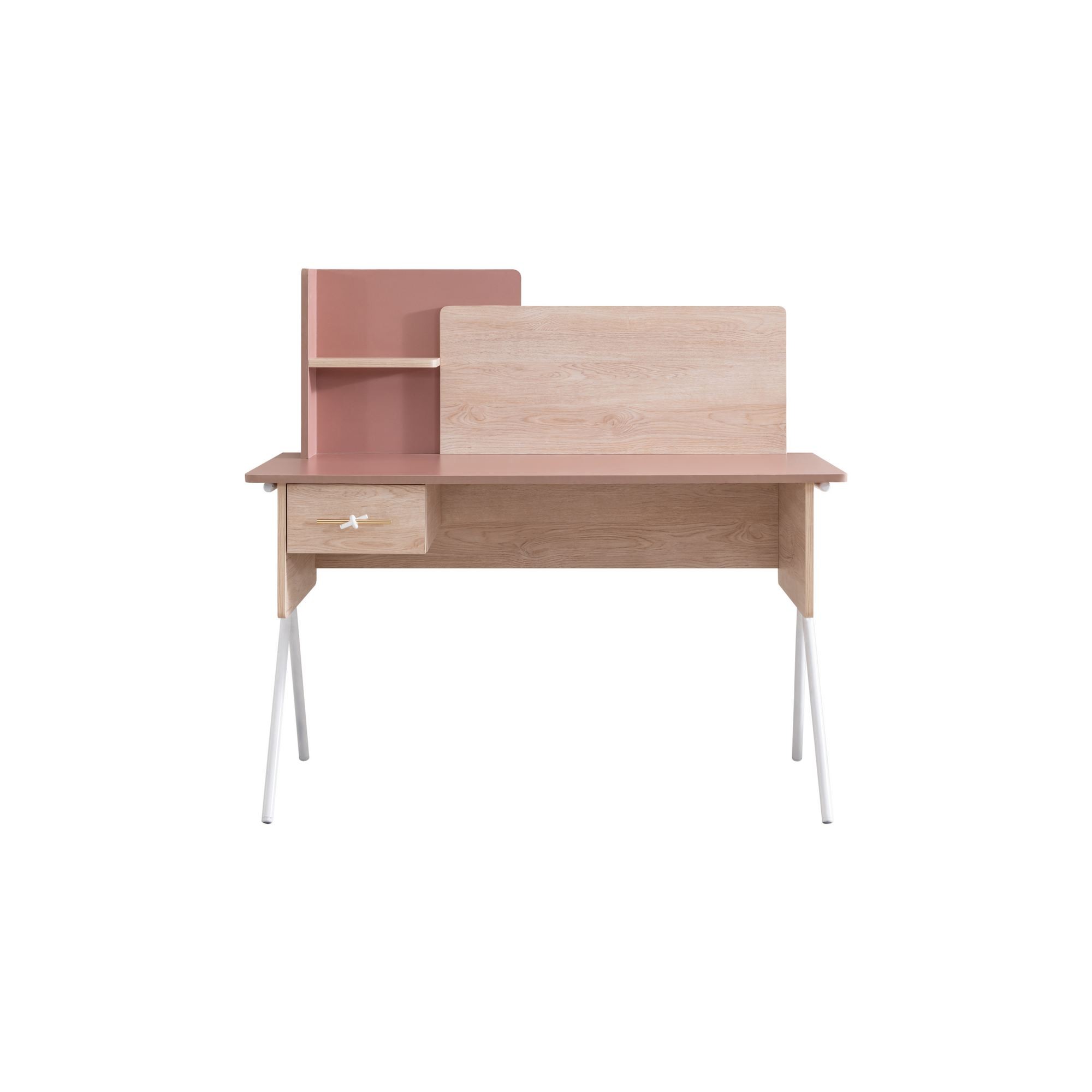 Birou Rosetta, 130 x 120 x 60 cm, maro roz, PAL melaminat — imaginea 5