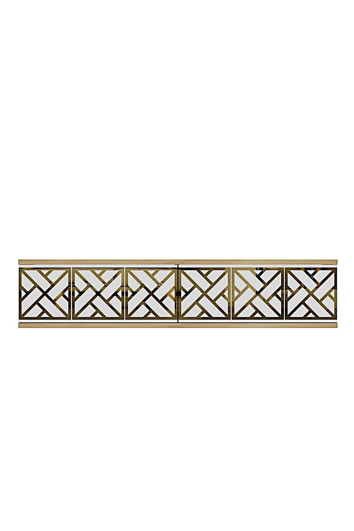 Comoda dormitor Arex 120, 120 x 25, 5 x 29, 6 cm, stejar safir alb auriu, PAL melaminat, oglinda inclusa, fixare pe perete, safir stejar / alb / gold — imaginea 4