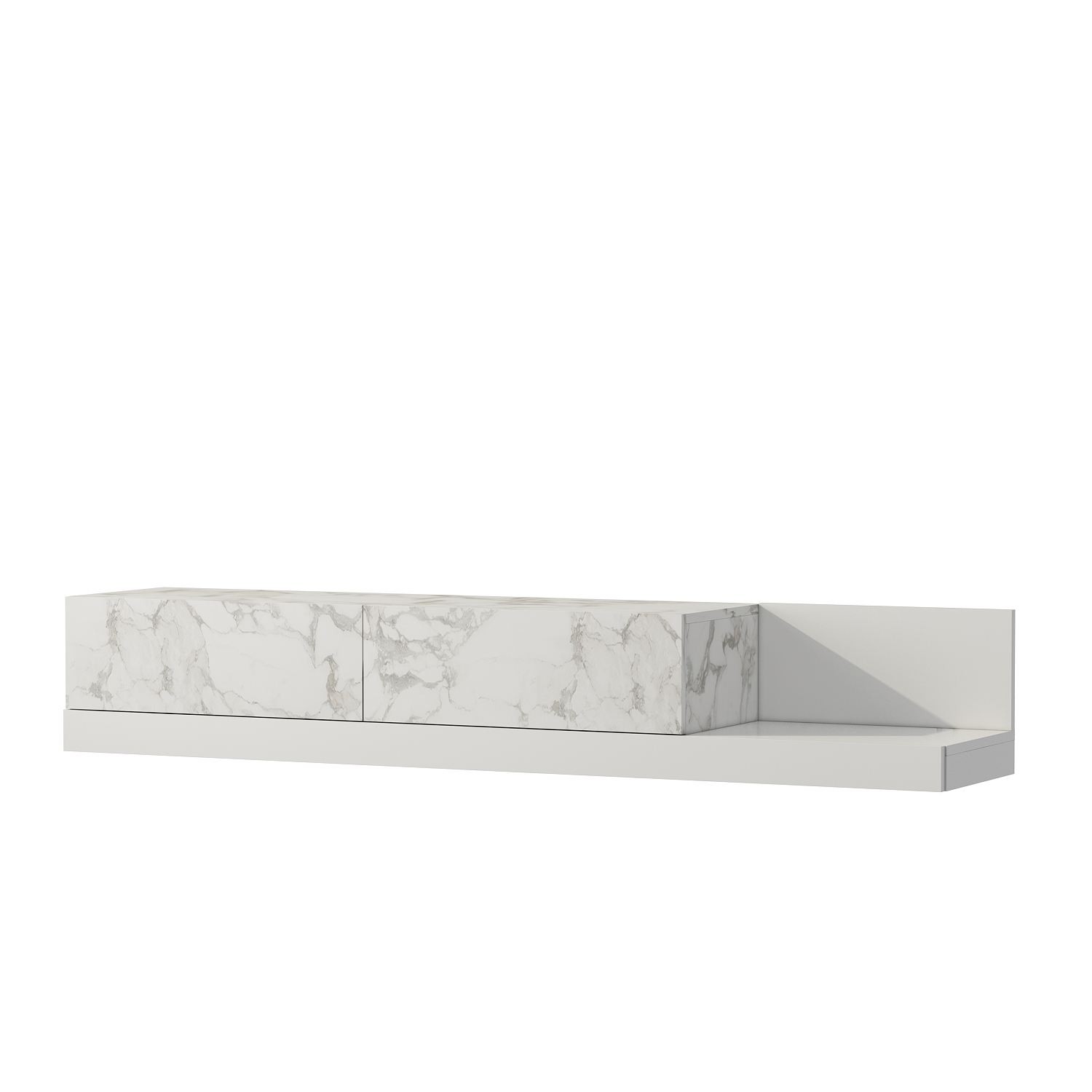 Comoda TV Major, 180 x 30 x 37 cm, marmo marmura alb, PAL melaminat, marmo marble / alb — imaginea 2