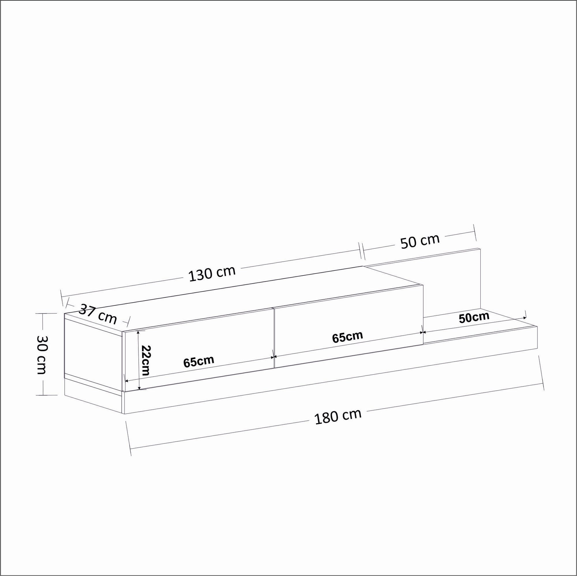 Comoda TV Major, 180 x 30 x 37 cm, marmo marmura alb, PAL melaminat, marmo marble / alb — imaginea 7