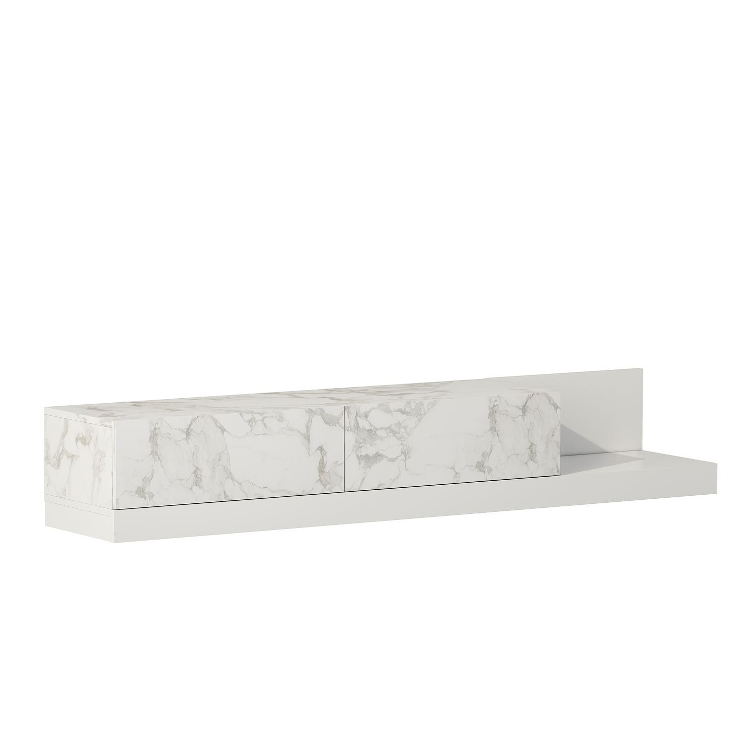Comoda TV Major, 180 x 30 x 37 cm, marmo marmura alb, PAL melaminat, marmo marble / alb — imaginea 8