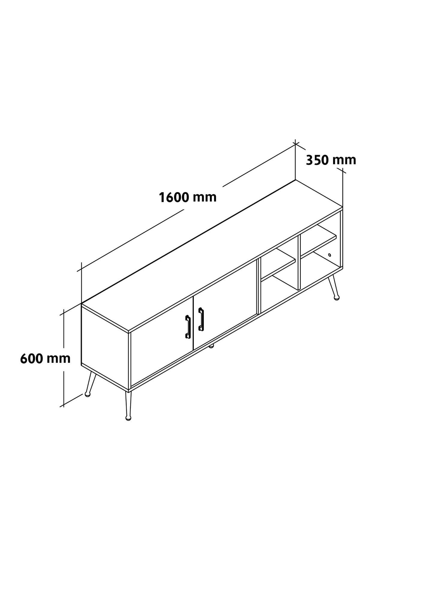 Comoda TV Şile 3611, 160 x 60 x 35 cm, stejar safir alb, PAL melaminat — imaginea 2