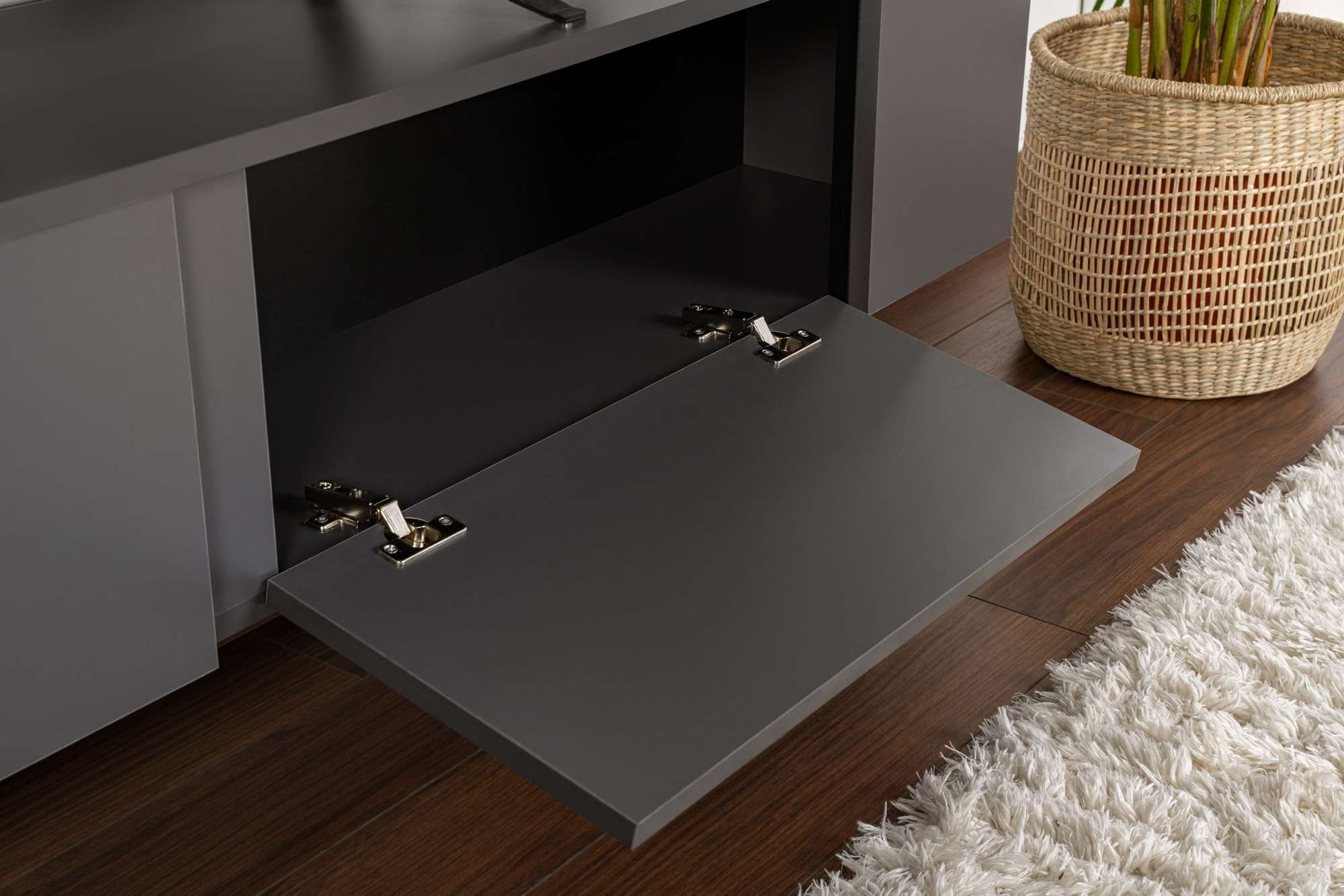 Comoda TV Serenity, 180 x 50 x 30 cm, PAL melaminat, antracit / negru — imaginea 6