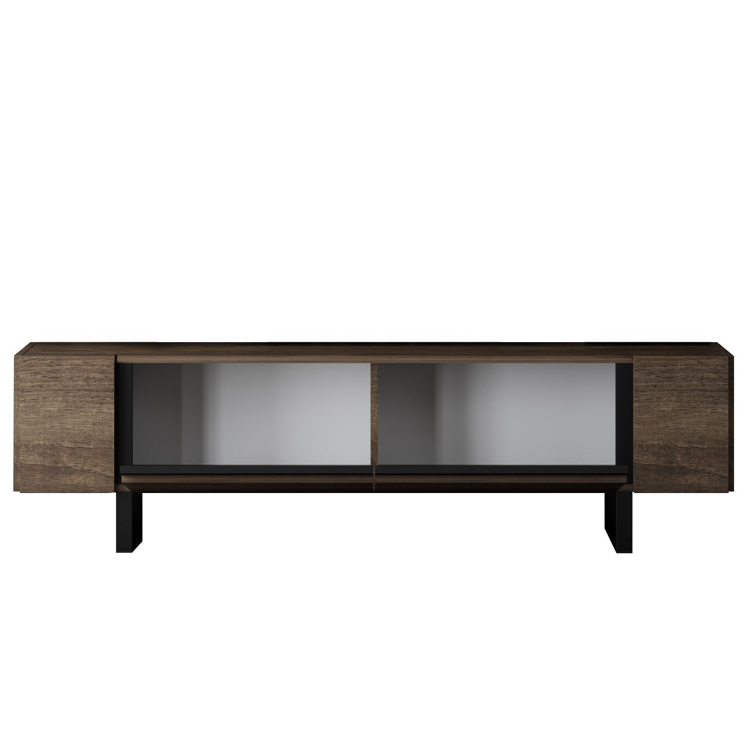Comodă TV Yildiz, 180 x 50 x 30 cm, nuc negru, PAL melaminat