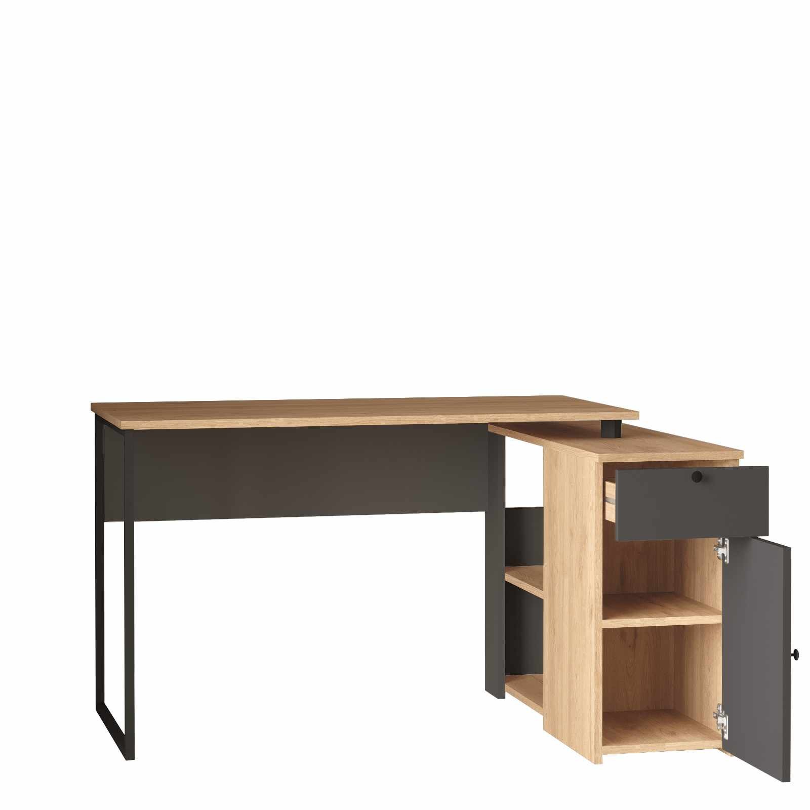 Birou Nor1-Sa, 129,8 x 70 x 90 cm, natural antracit, PAL melaminat — imaginea 2