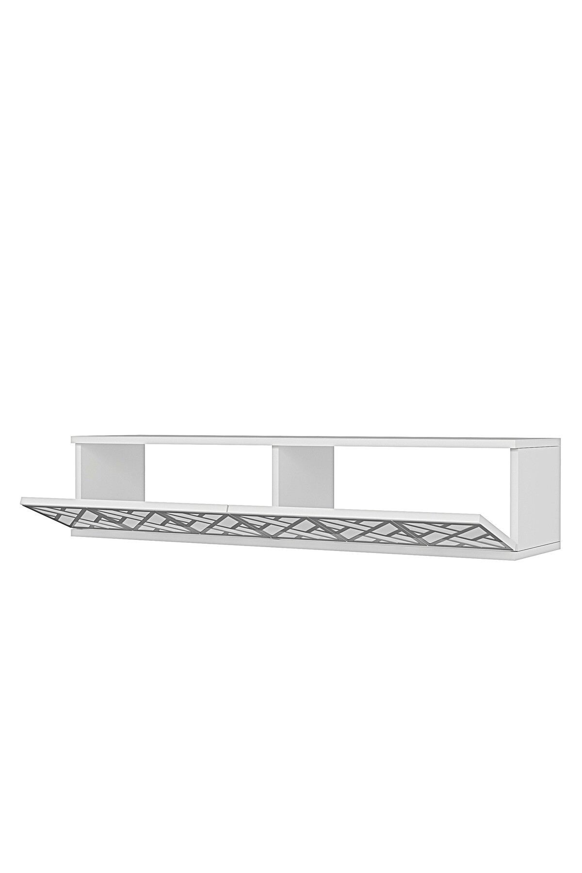 Comoda dormitor Arex 120, 120 x 25, 5 x 29, 6 cm, alb argintiu, PAL melaminat, oglinda inclusa, fixare pe perete, alb / silver — imaginea 5