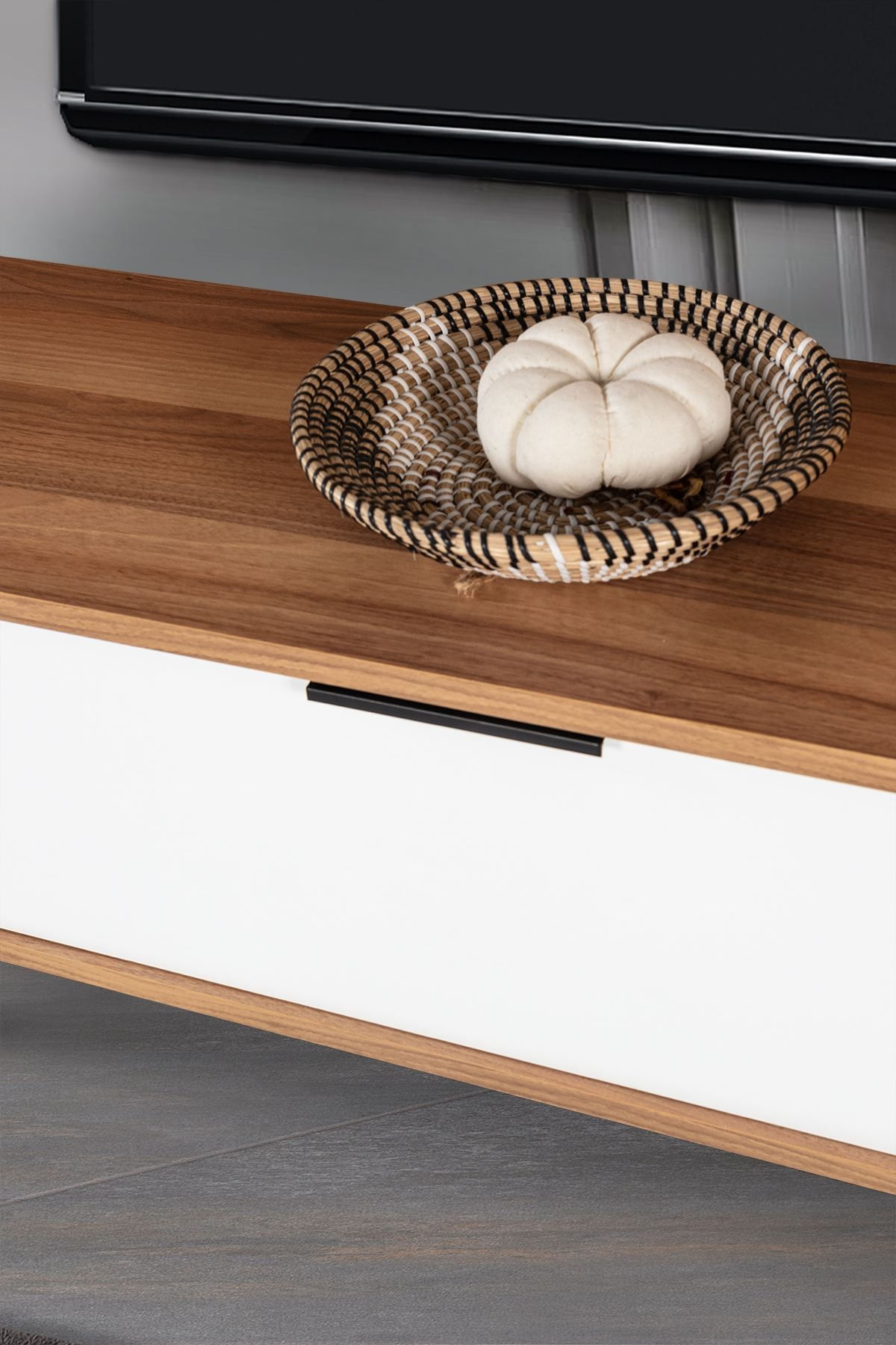 Comoda TV Mesir 3626, 160 x 47 x 35 cm, nuc alb, PAL melaminat — imaginea 3