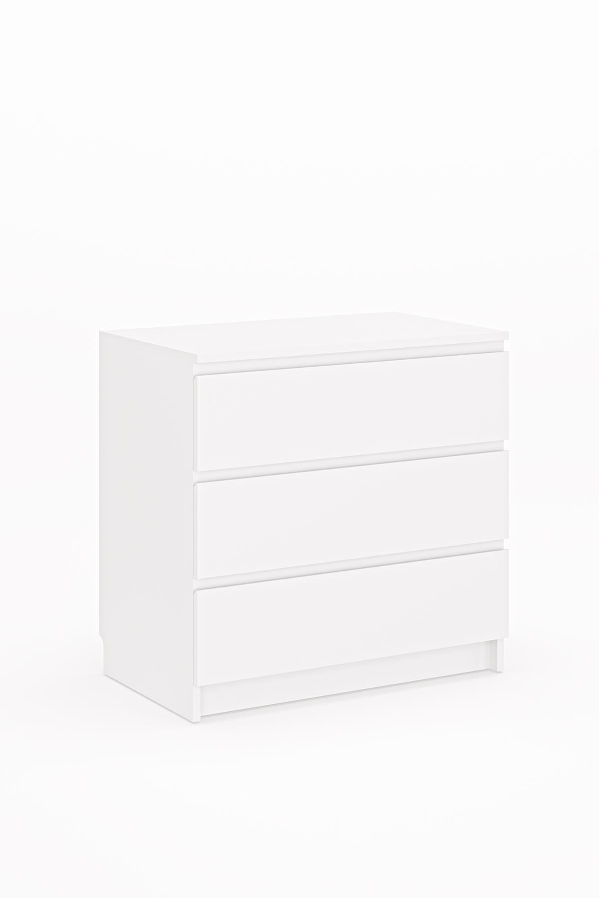 Comoda dormitor Derinkuyu 3, 80 x 77, 5 x 48 cm, PAL melaminat, fixare pe perete, capacitate 10 kg, alb — imaginea 2