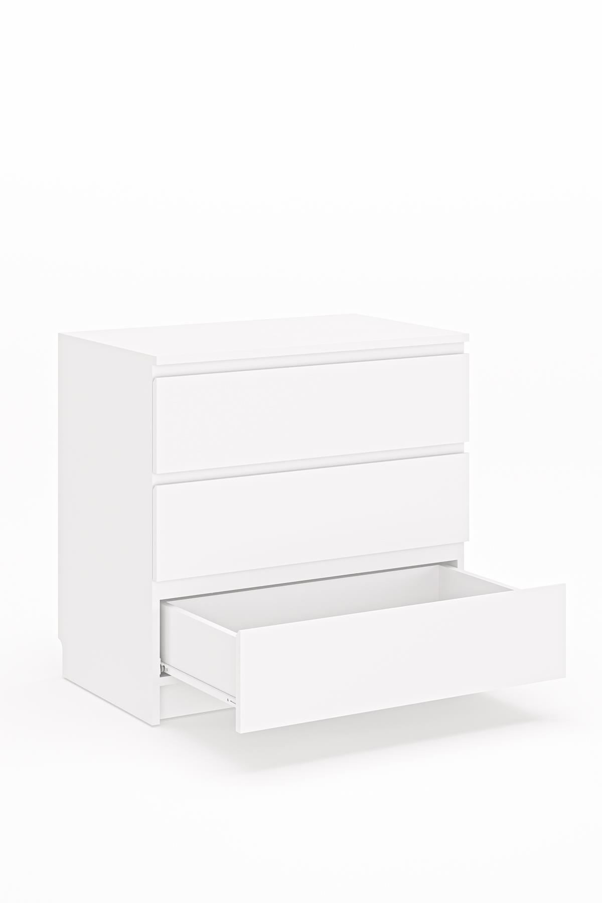 Comoda dormitor Derinkuyu 3, 80 x 77, 5 x 48 cm, PAL melaminat, fixare pe perete, capacitate 10 kg, alb — imaginea 4