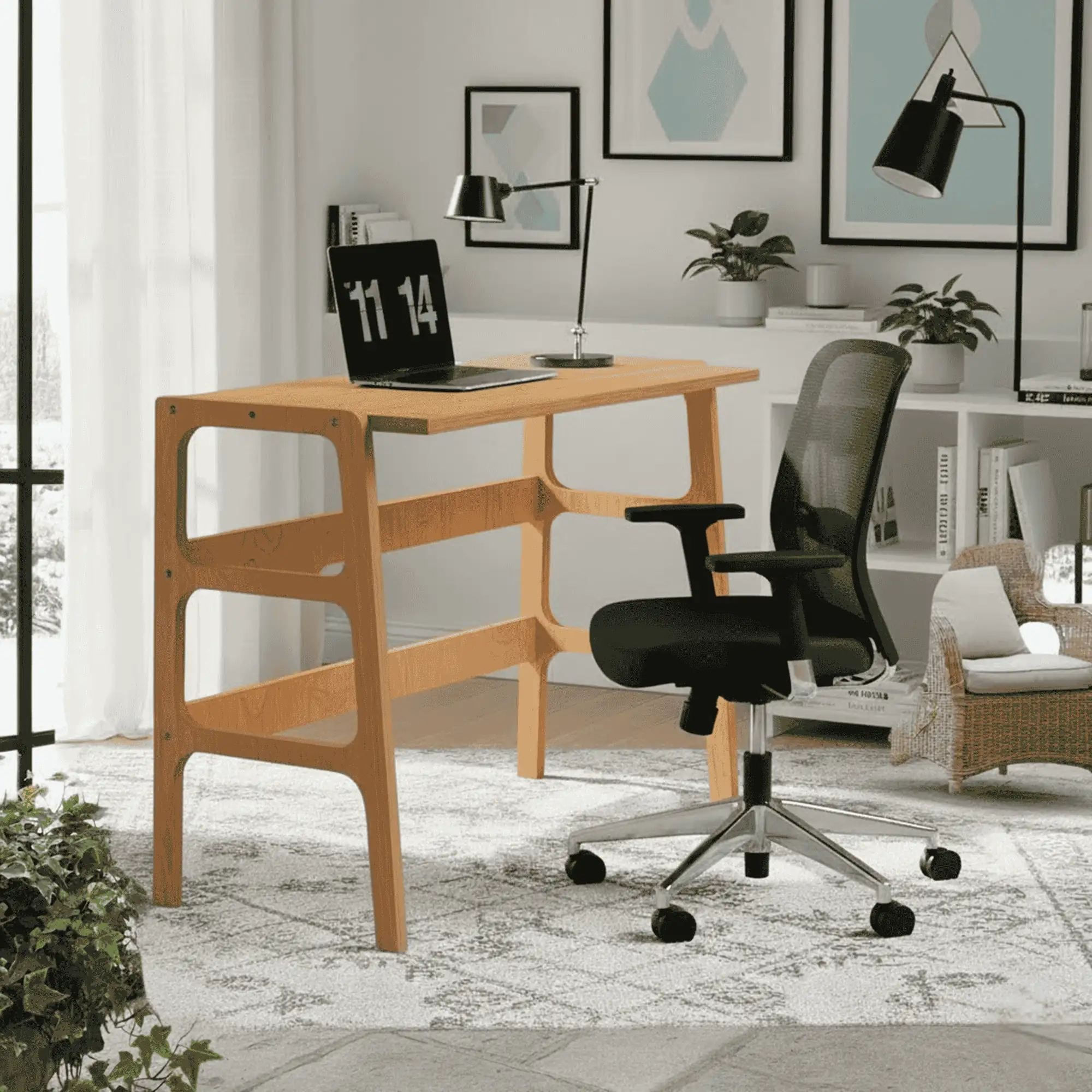 Birou CPT4632-125, 125 x 75 x 60 cm, tec, lemn — imaginea 3