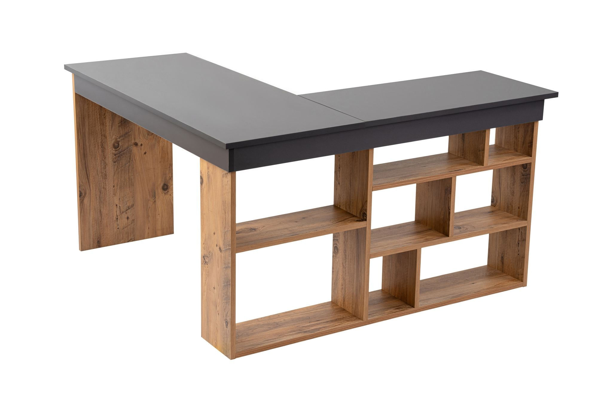 Birou Vesper, 130 x 72 x 120 cm, PAL melaminat, capacitate 60 kg, antracit / atlantic pin — imaginea 2