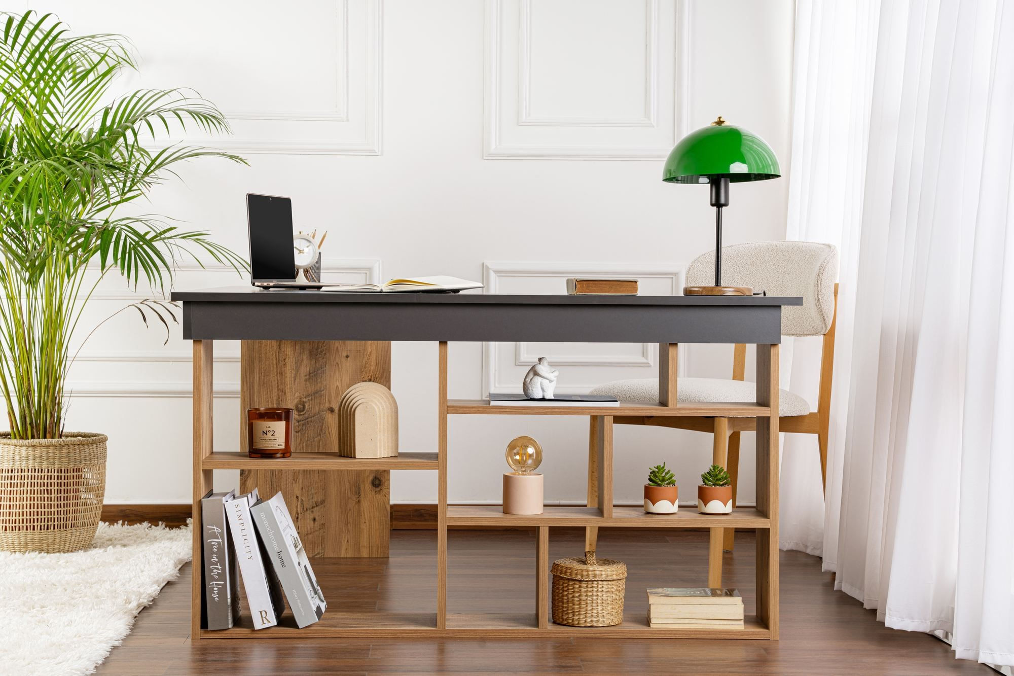 Birou Vesper, 130 x 72 x 120 cm, PAL melaminat, capacitate 60 kg, antracit / atlantic pin — imaginea 7