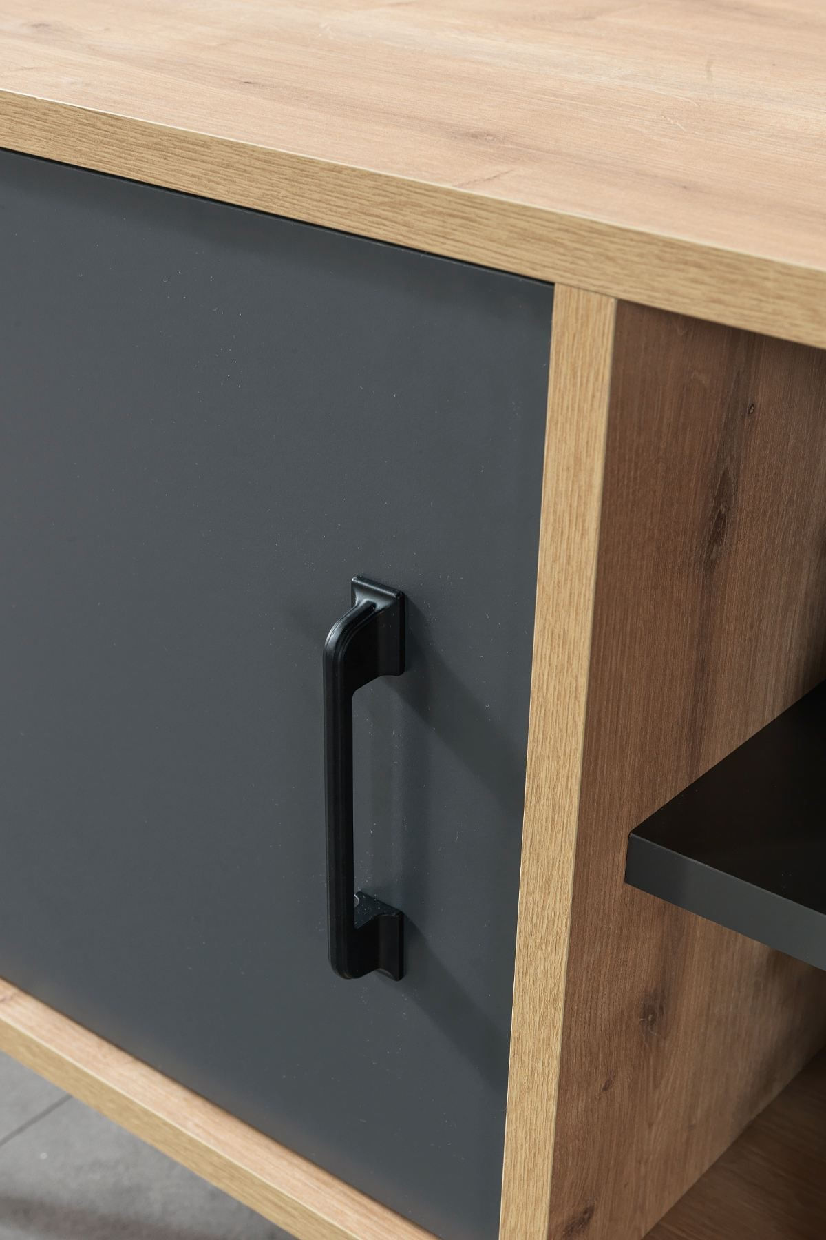 Comoda TV Şile 3109, 100 x 60 x 35 cm, stejar safir antracit, PAL melaminat — imaginea 2