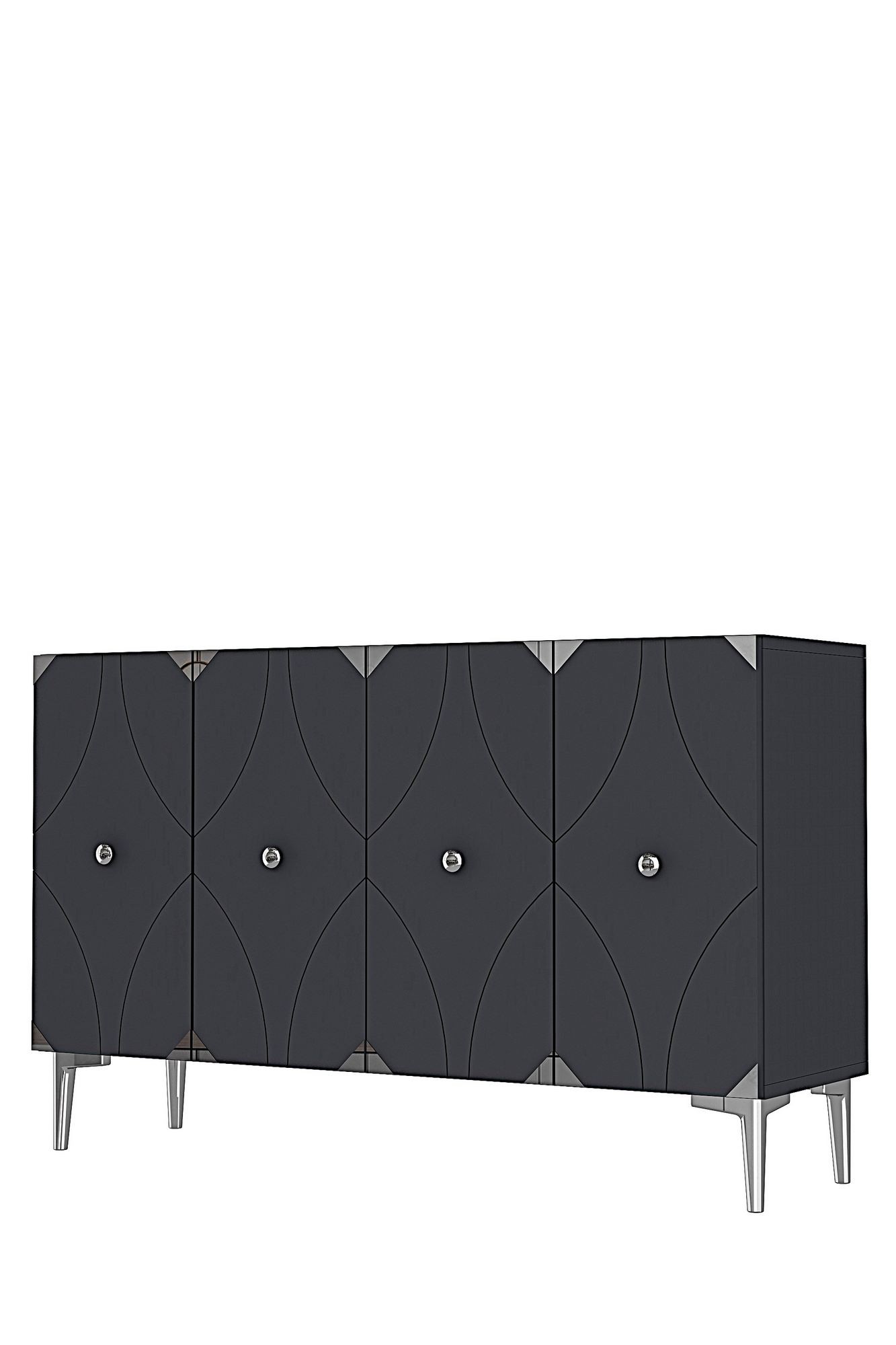 Consola Alfa 120, 120 x 75 x 32 cm, antracit argintiu, PAL melaminat, spatiu de depozitare, antracit / silver — imaginea 4