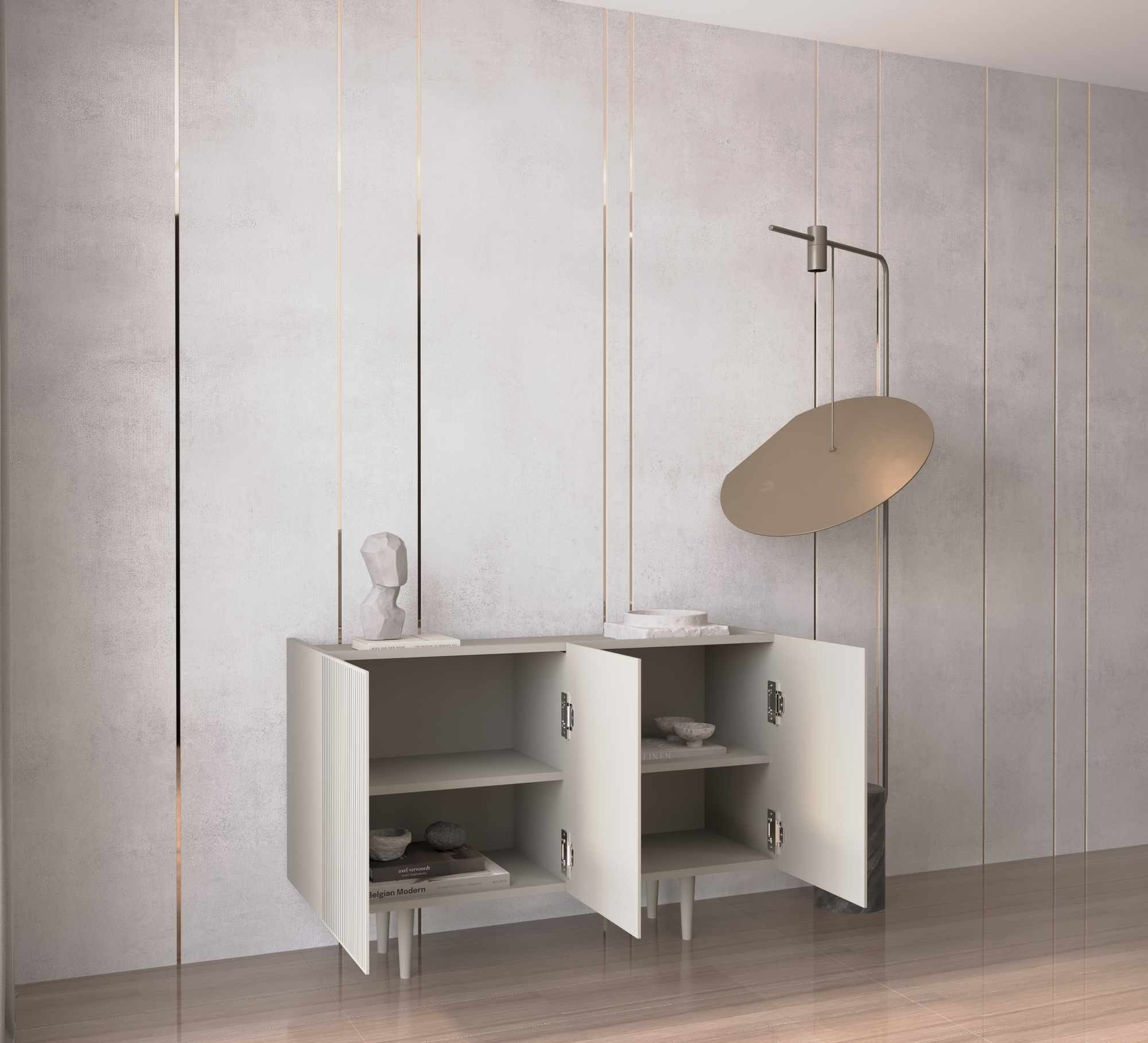 Consola Capella 120, 120 x 60 x 40 cm, bej nisip, MDF, capacitate 30 kg, sandstone — imaginea 4