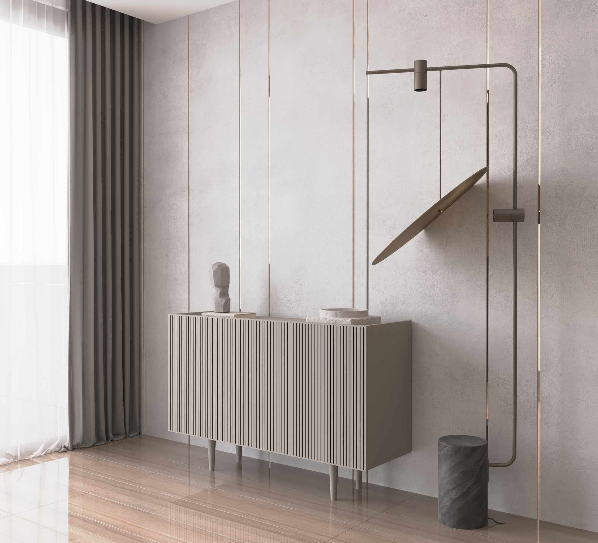 Consola Capella 120, 120 x 60 x 40 cm, bej nisip, MDF, capacitate 30 kg, sandstone — imaginea 6