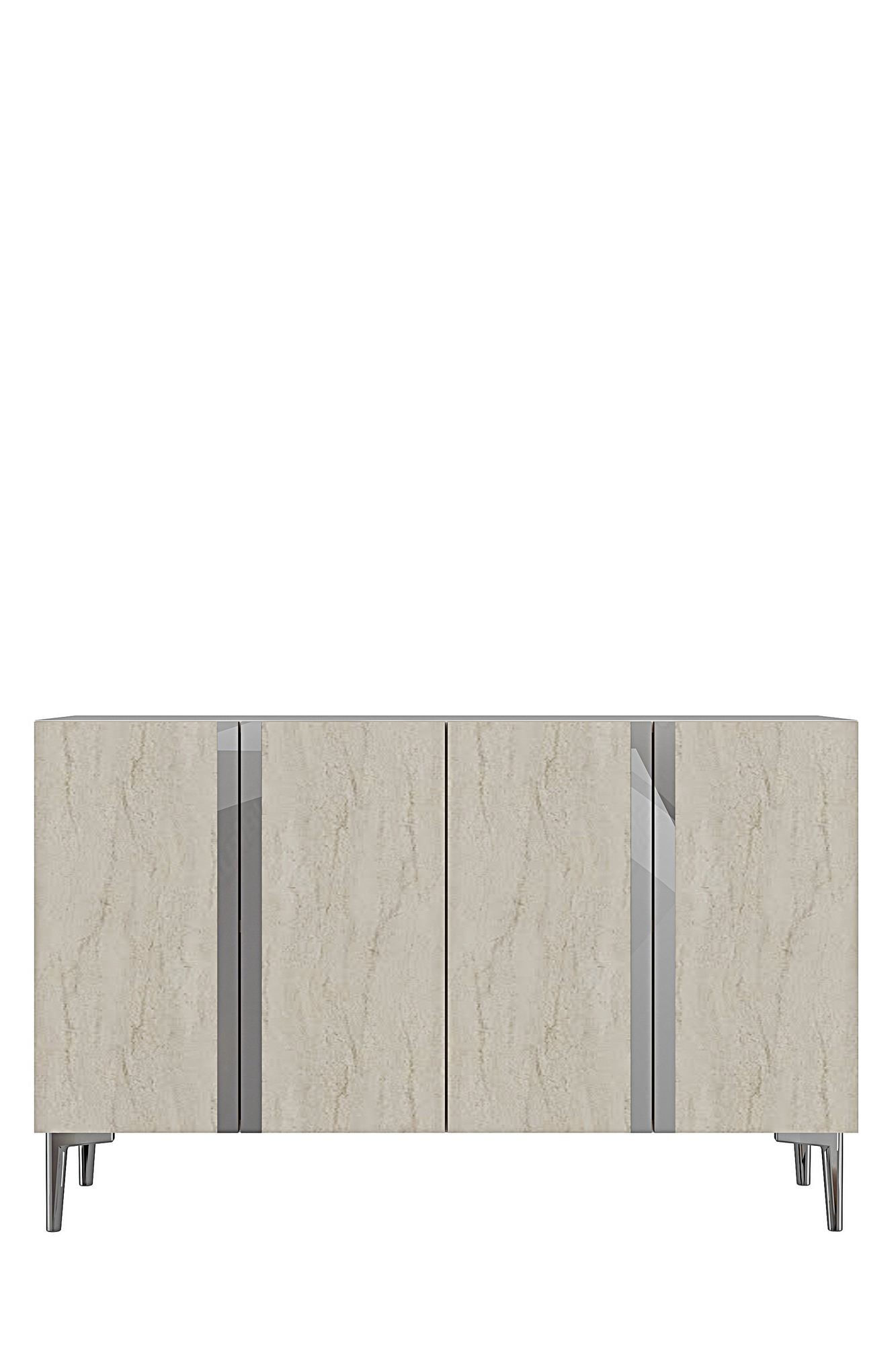 Consola Anka 120, 120 x 75 x 32 cm, alb travertin argintiu, PAL melaminat, spatiu de depozitare, alb / travertin / silver — imaginea 6