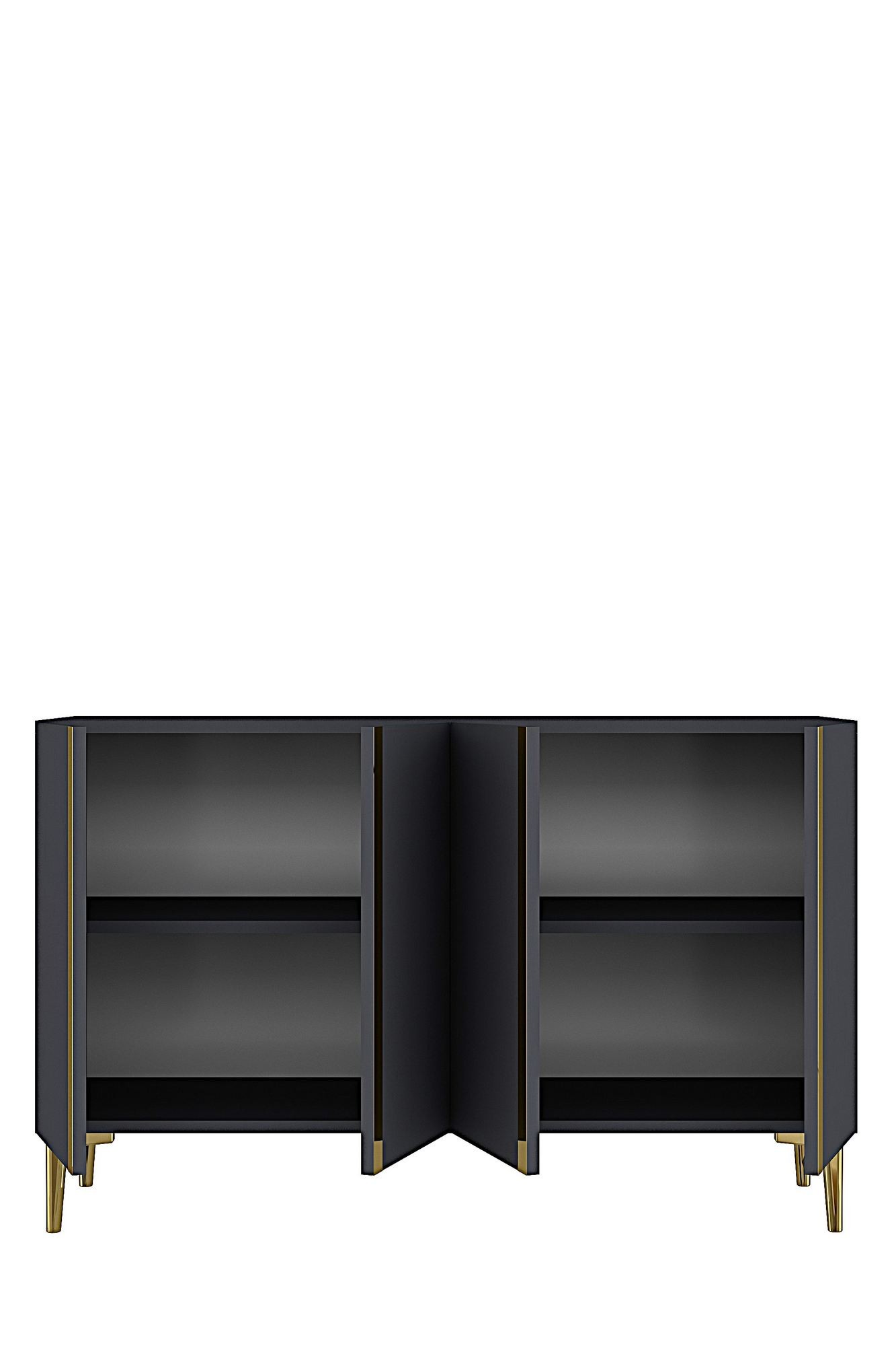 Consola Anka 120, 120 x 75 x 32 cm, antracit auriu, PAL melaminat, spatiu de depozitare, antracit / gold — imaginea 4
