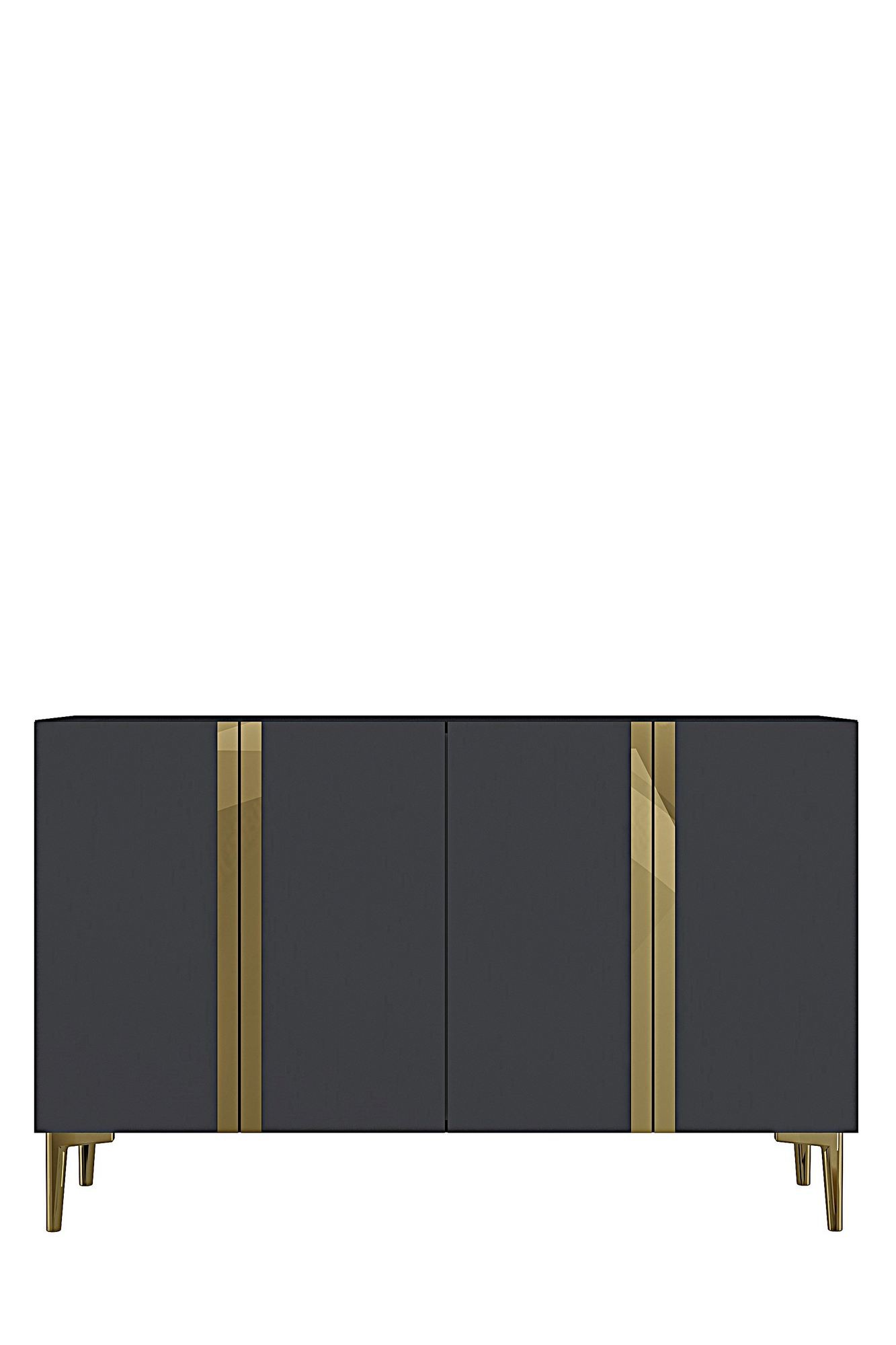 Consola Anka 120, 120 x 75 x 32 cm, antracit auriu, PAL melaminat, spatiu de depozitare, antracit / gold — imaginea 5